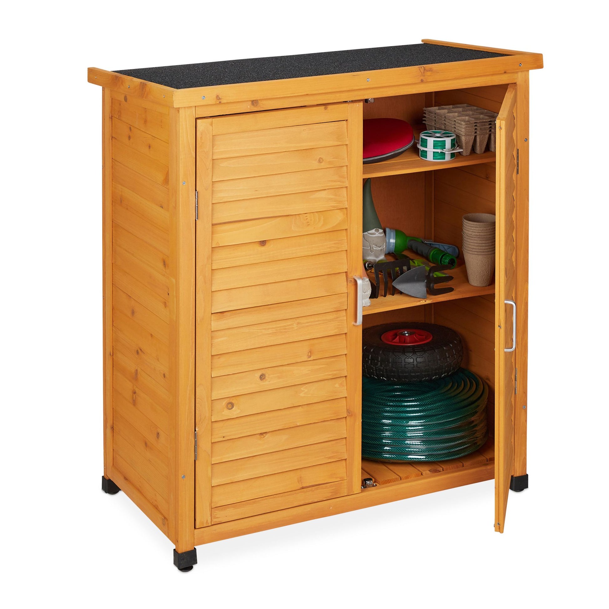 Gartenschrank mit Dachpappe Hellbraun-Schwarz von Relaxdays