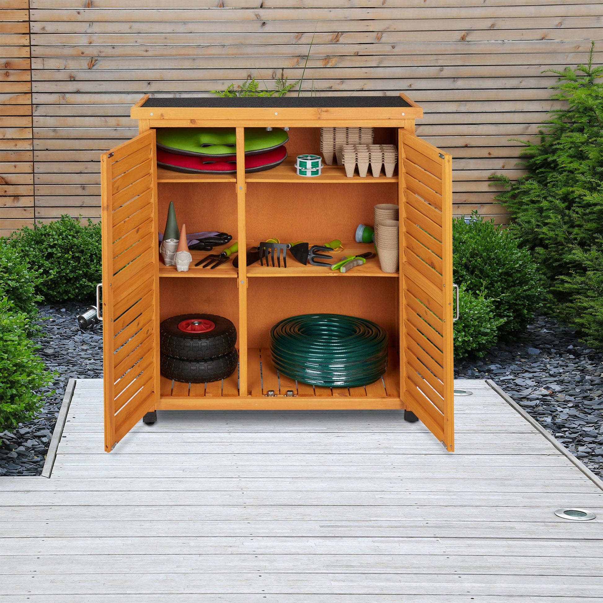 Gartenschrank mit Dachpappe Hellbraun-Schwarz von Relaxdays
