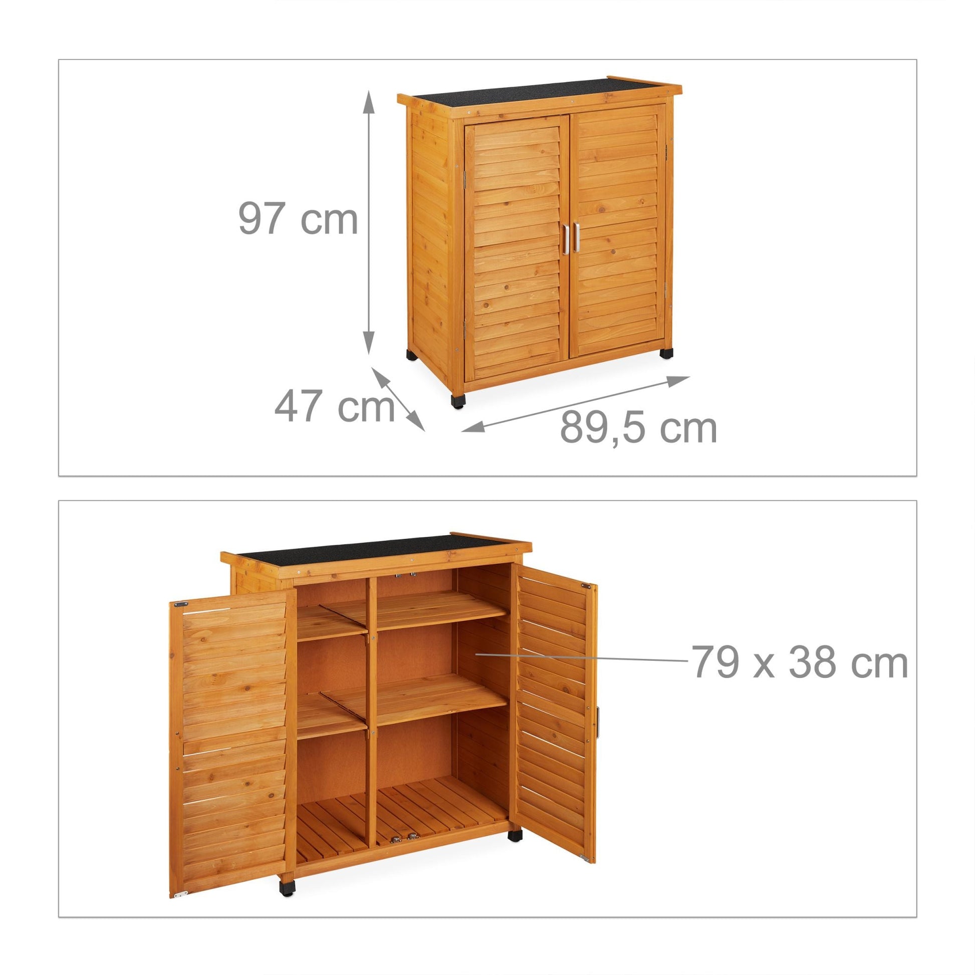Gartenschrank mit Dachpappe Hellbraun-Schwarz von Relaxdays