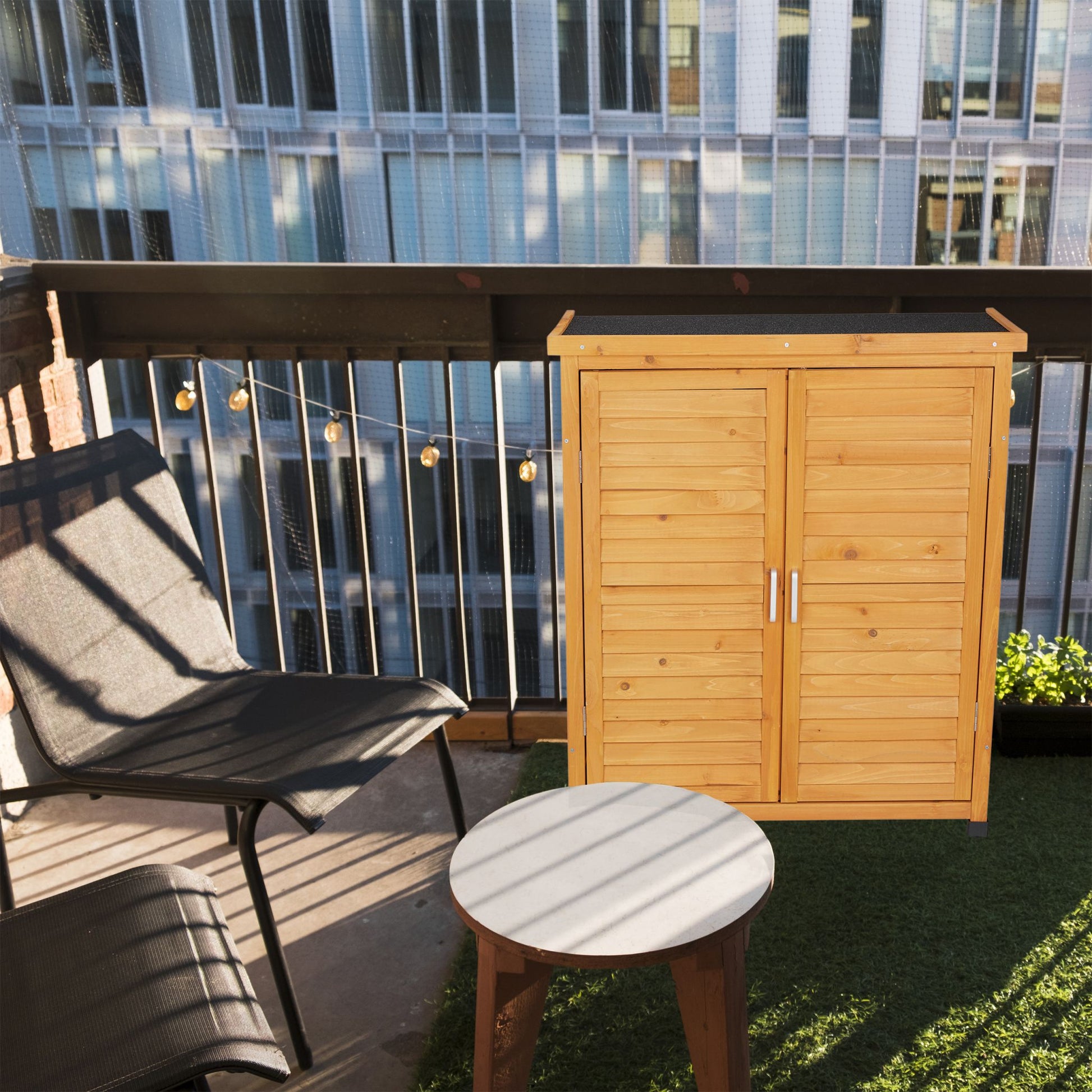 Gartenschrank mit Dachpappe Hellbraun-Schwarz von Relaxdays