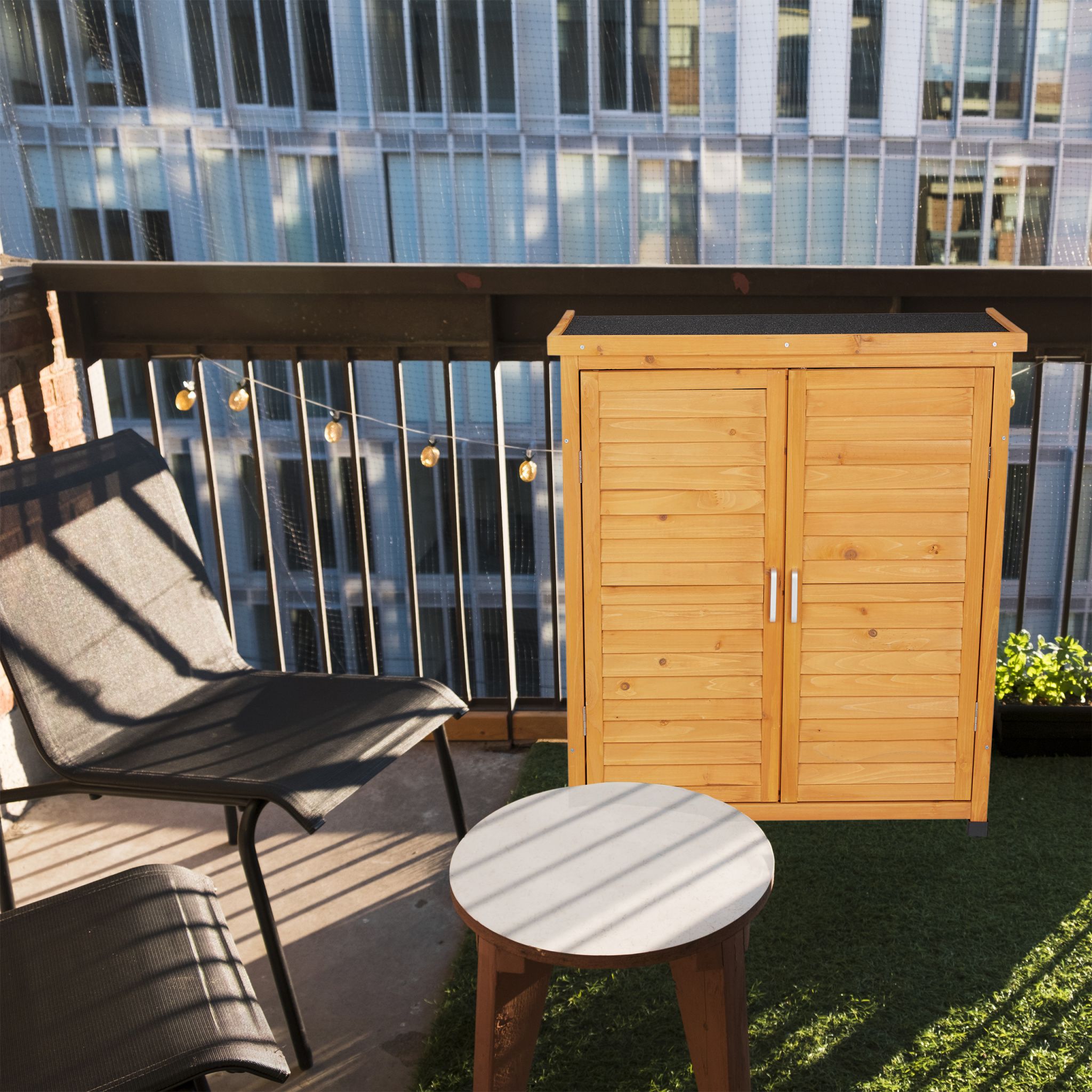 Gartenschrank mit Dachpappe Hellbraun-Schwarz von Relaxdays