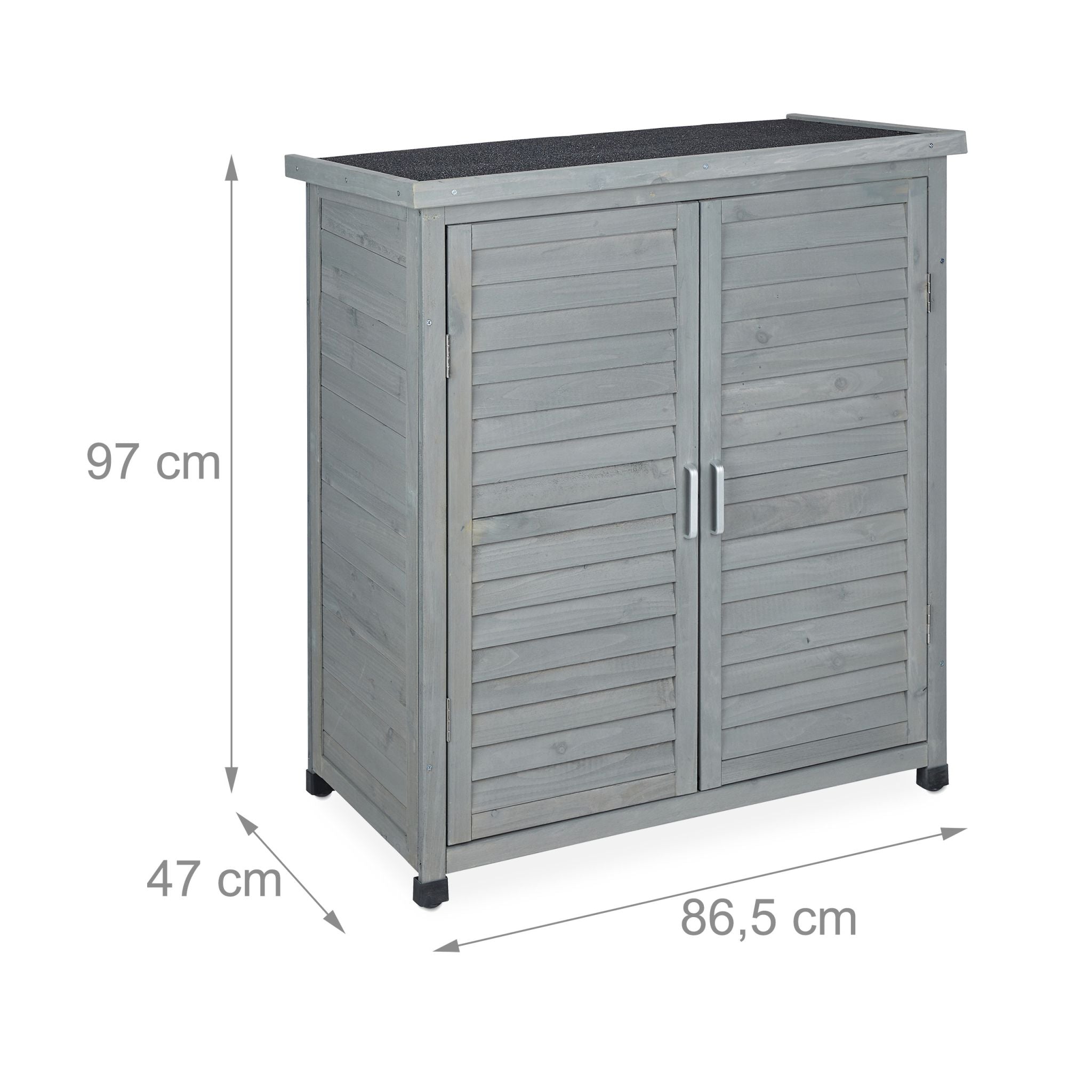 Grauer Gartenschrank 3 Fächer Schwarz-Grau von Relaxdays