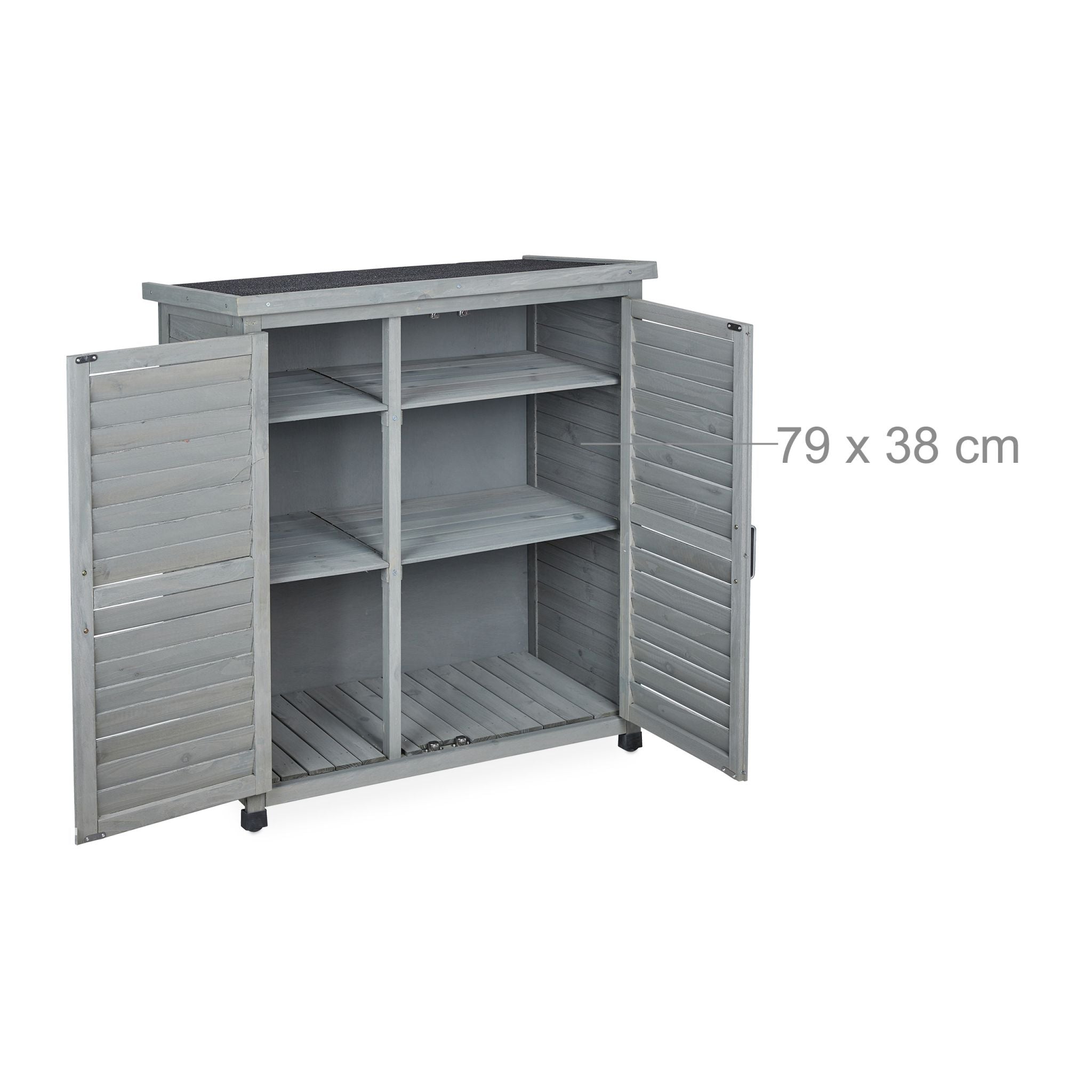 Grauer Gartenschrank 3 Fächer Schwarz-Grau von Relaxdays