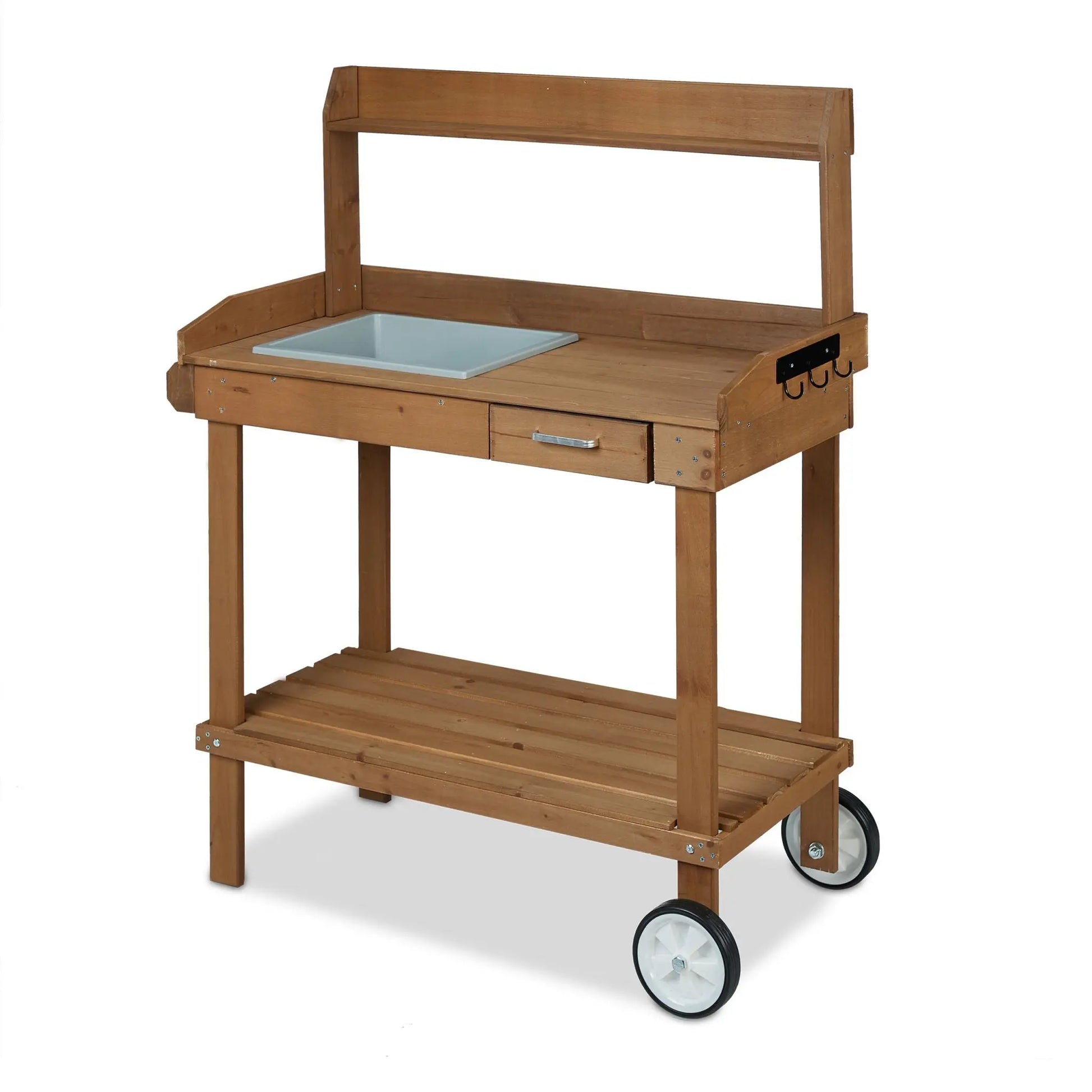 Pflanztisch mit Rollen Weiss-Braun-Grau von Relaxdays