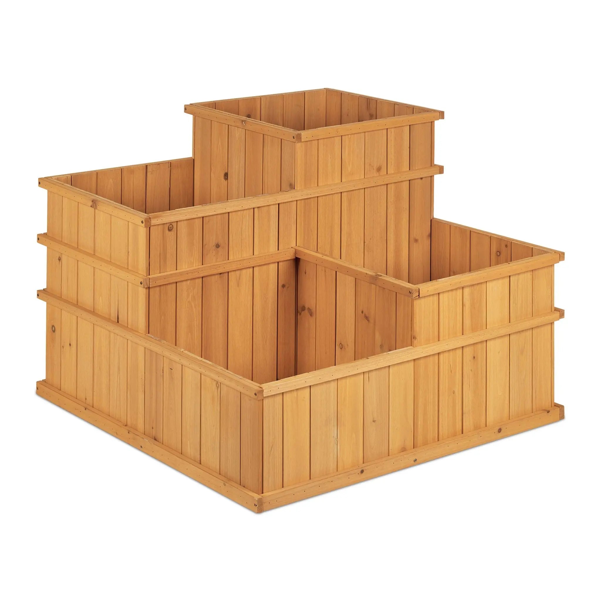 Hochbeet Holz 4-stufig Hellbraun von Relaxdays