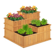 Hochbeet Holz 4-stufig Hellbraun von Relaxdays