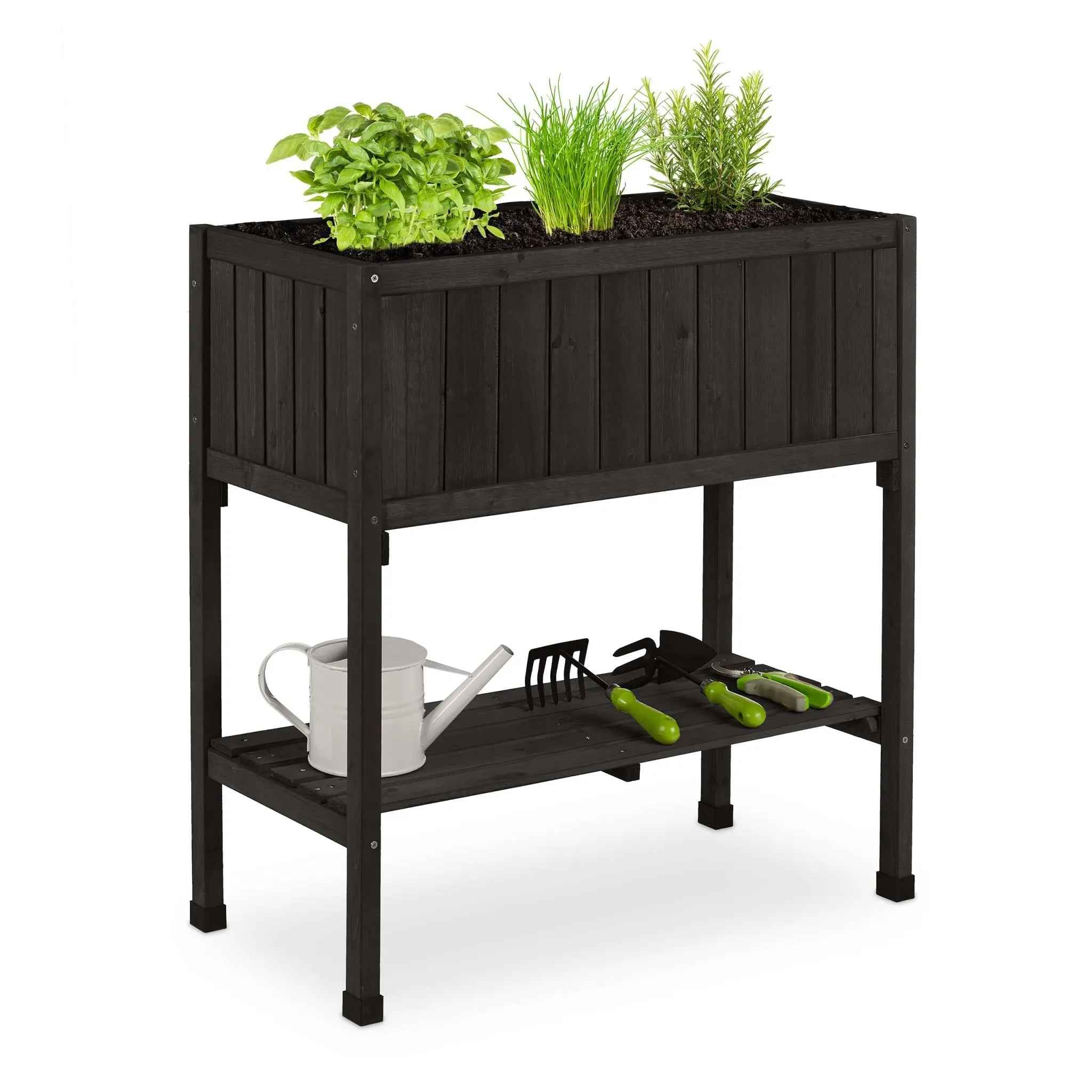 Hochbeet Tannenholz Schwarz von Relaxdays