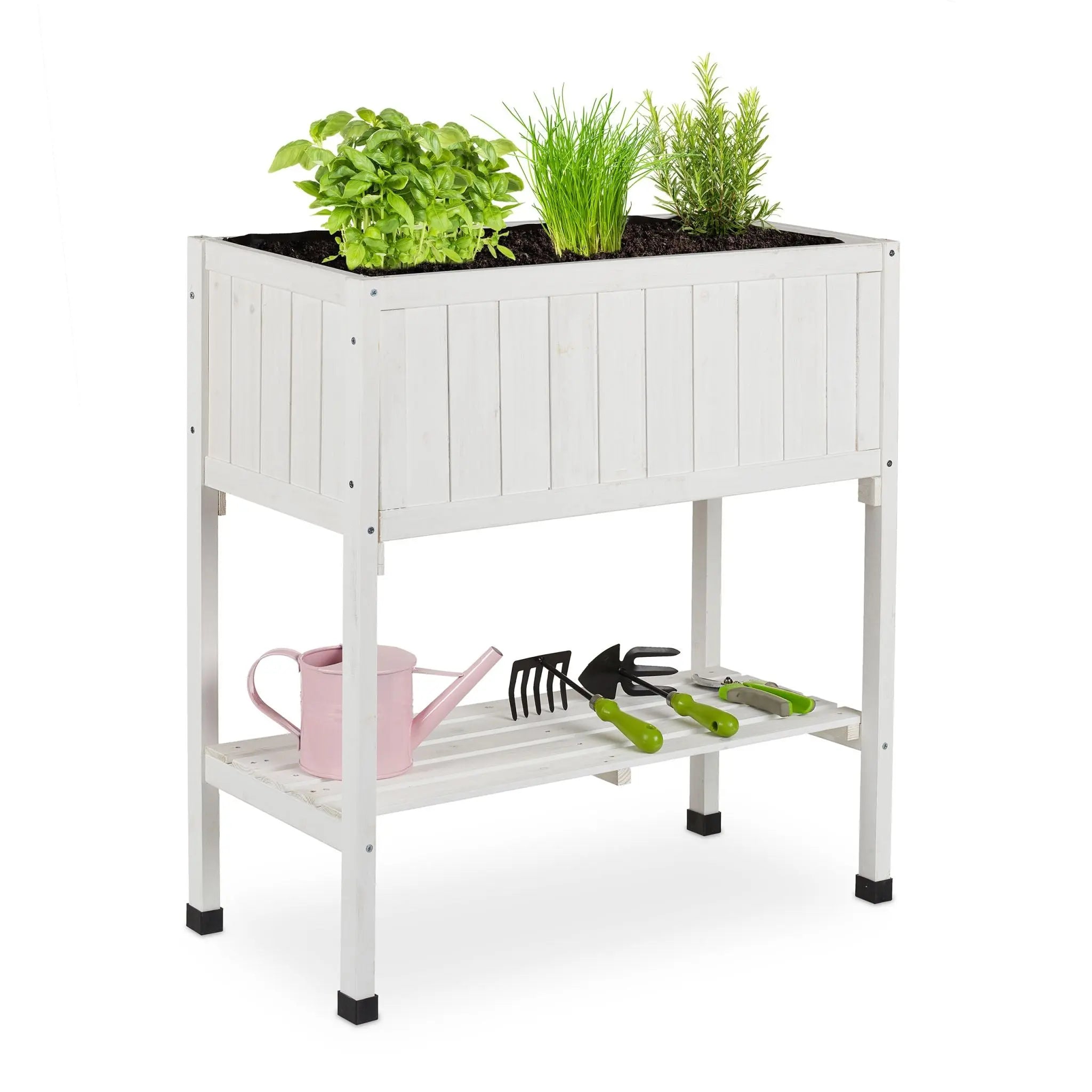 Hochbeet Tannenholz Weiss-Schwarz von Relaxdays