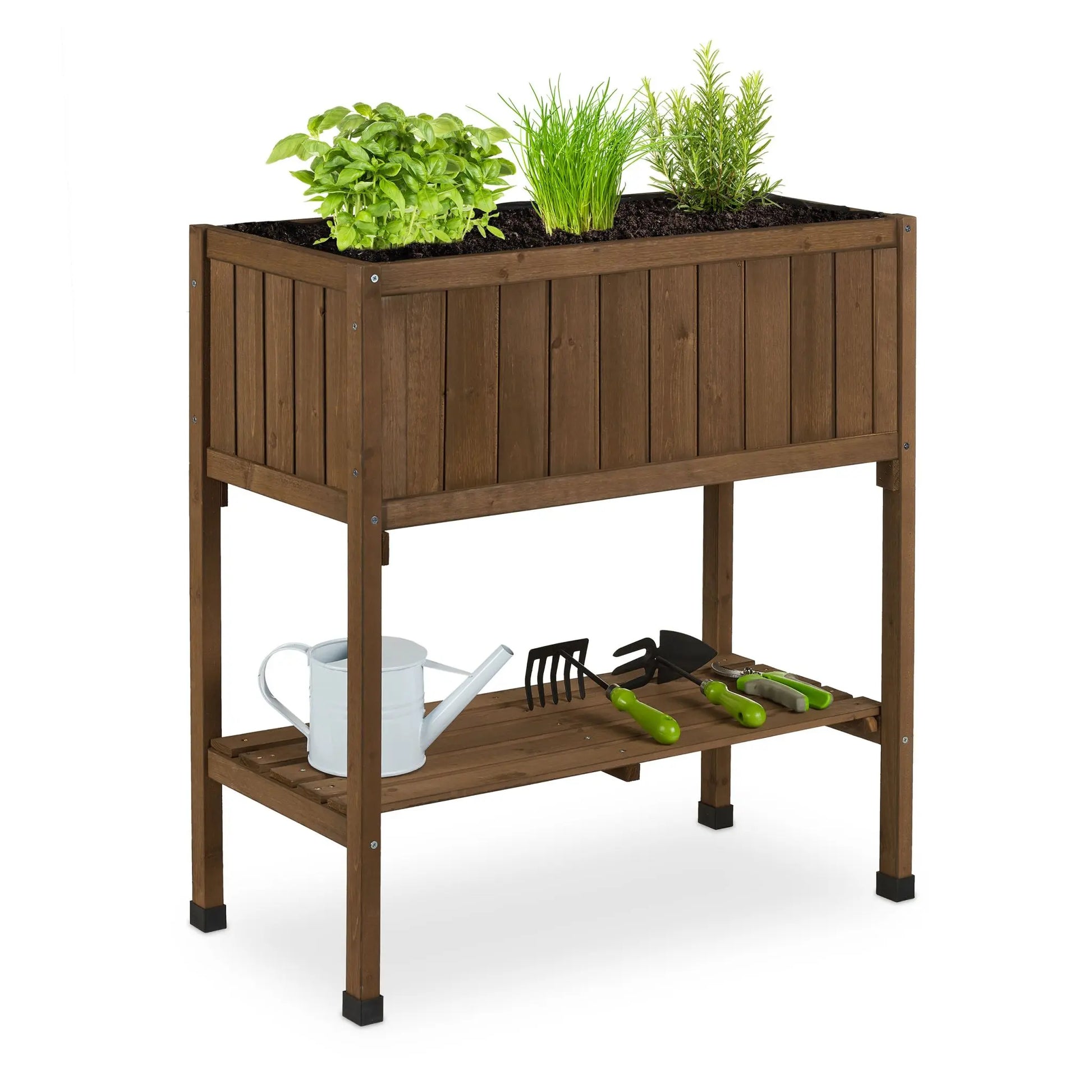 Hochbeet Tannenholz Braun-Schwarz von Relaxdays