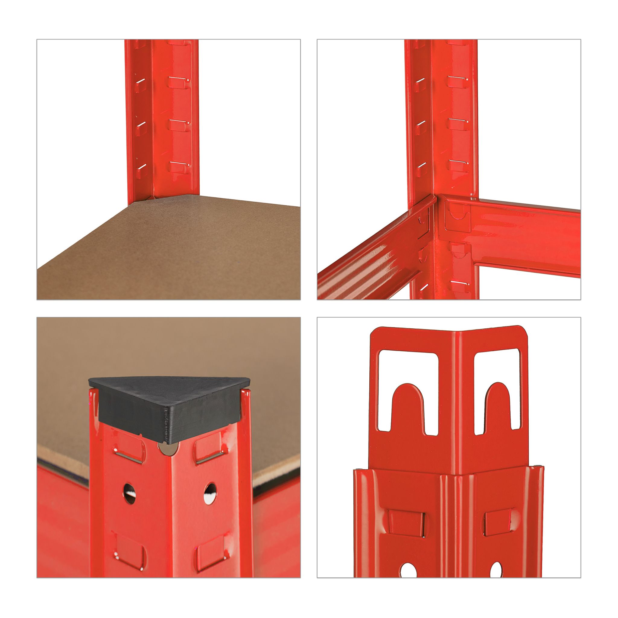 Rotes Schwerlastregal zum Stecken Hellbraun-Rot von Relaxdays