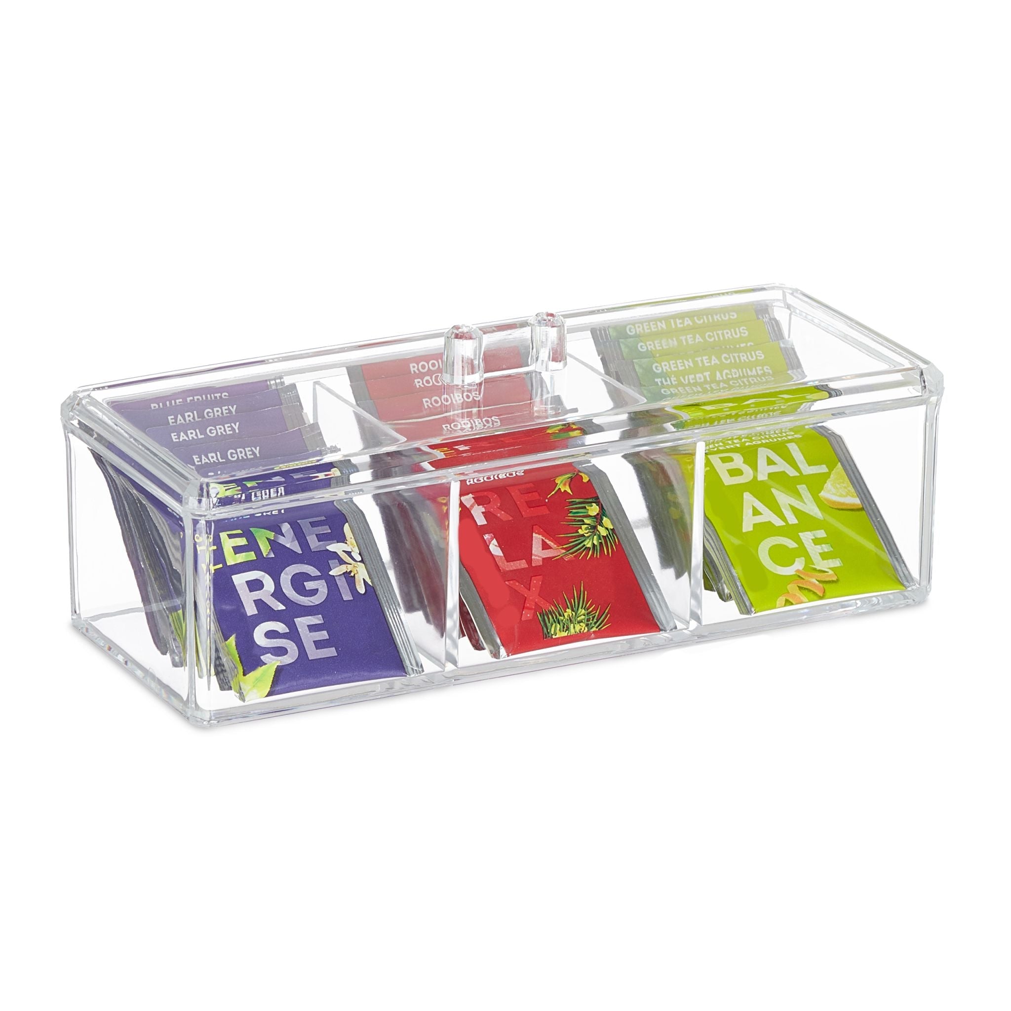 Transparente Teebox mit 3 Fächern Transparent von Relaxdays