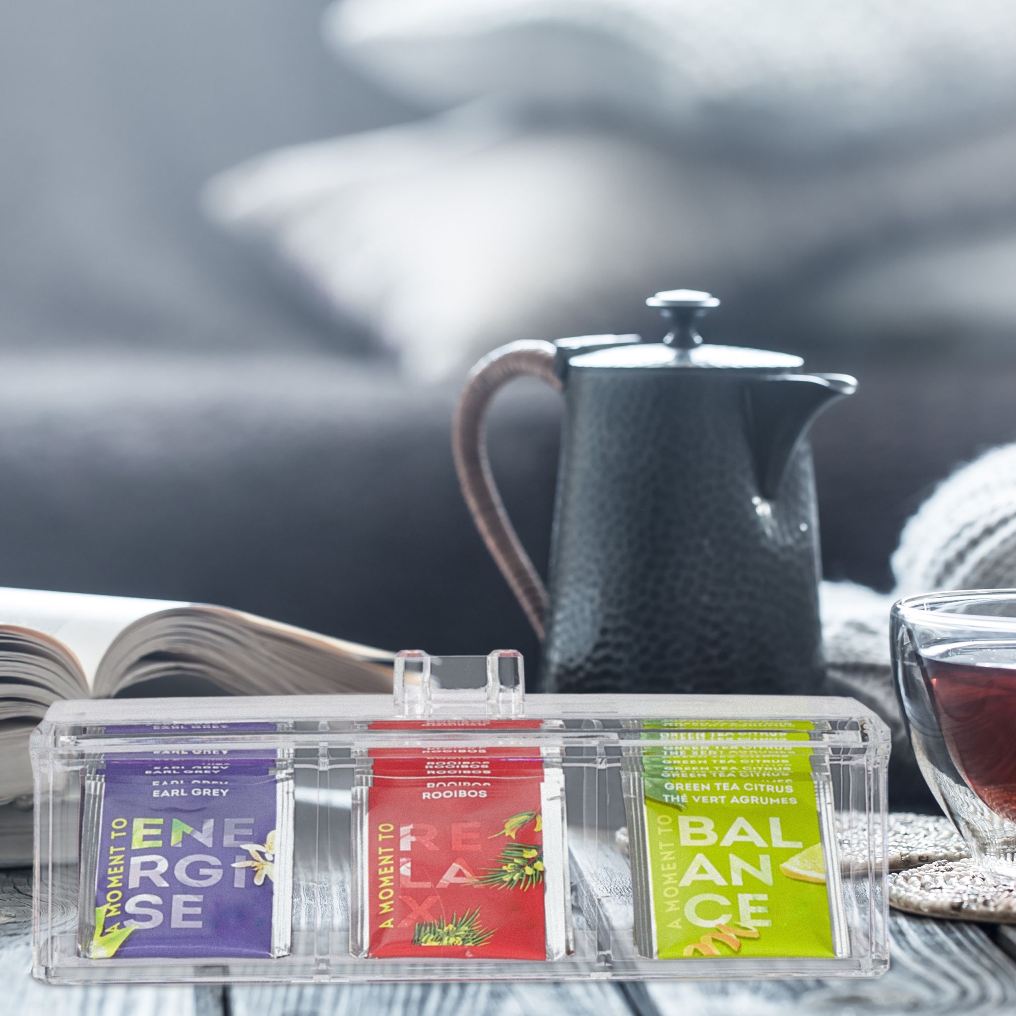 Transparente Teebox mit 3 Fächern Transparent von Relaxdays