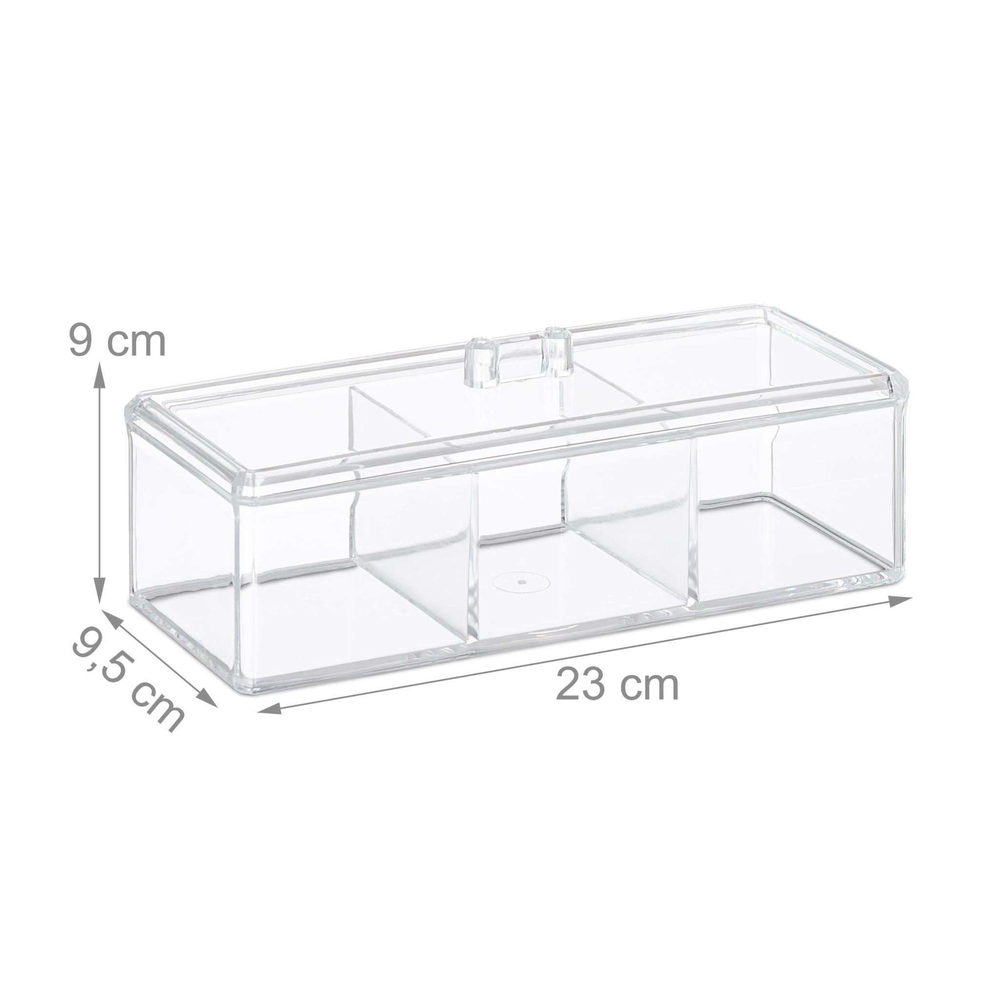 Transparente Teebox mit 3 Fächern Transparent von Relaxdays