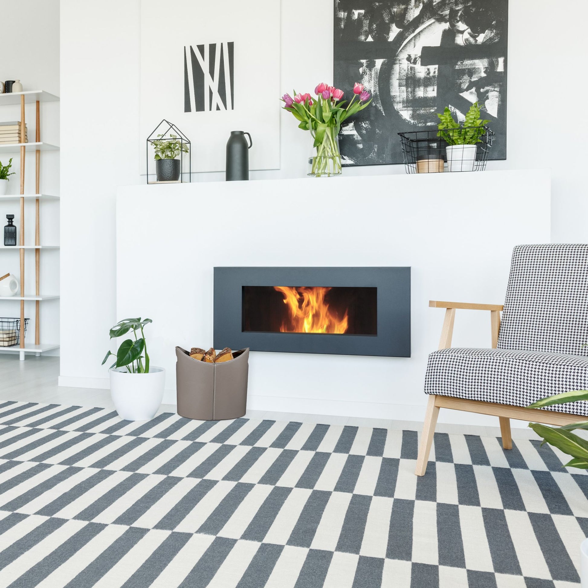 Holzkorb Kunstleder Anthrazit von Relaxdays