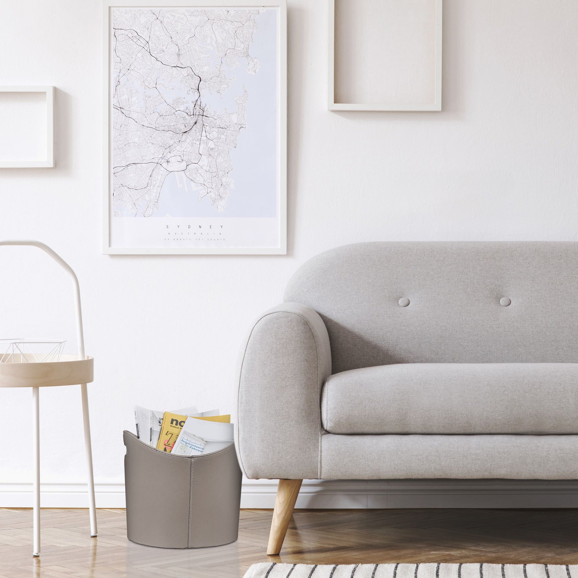 Holzkorb Kunstleder Anthrazit von Relaxdays
