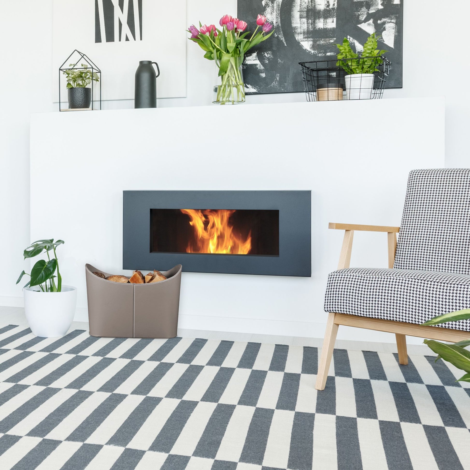 Holzkorb Kunstleder Anthrazit von Relaxdays