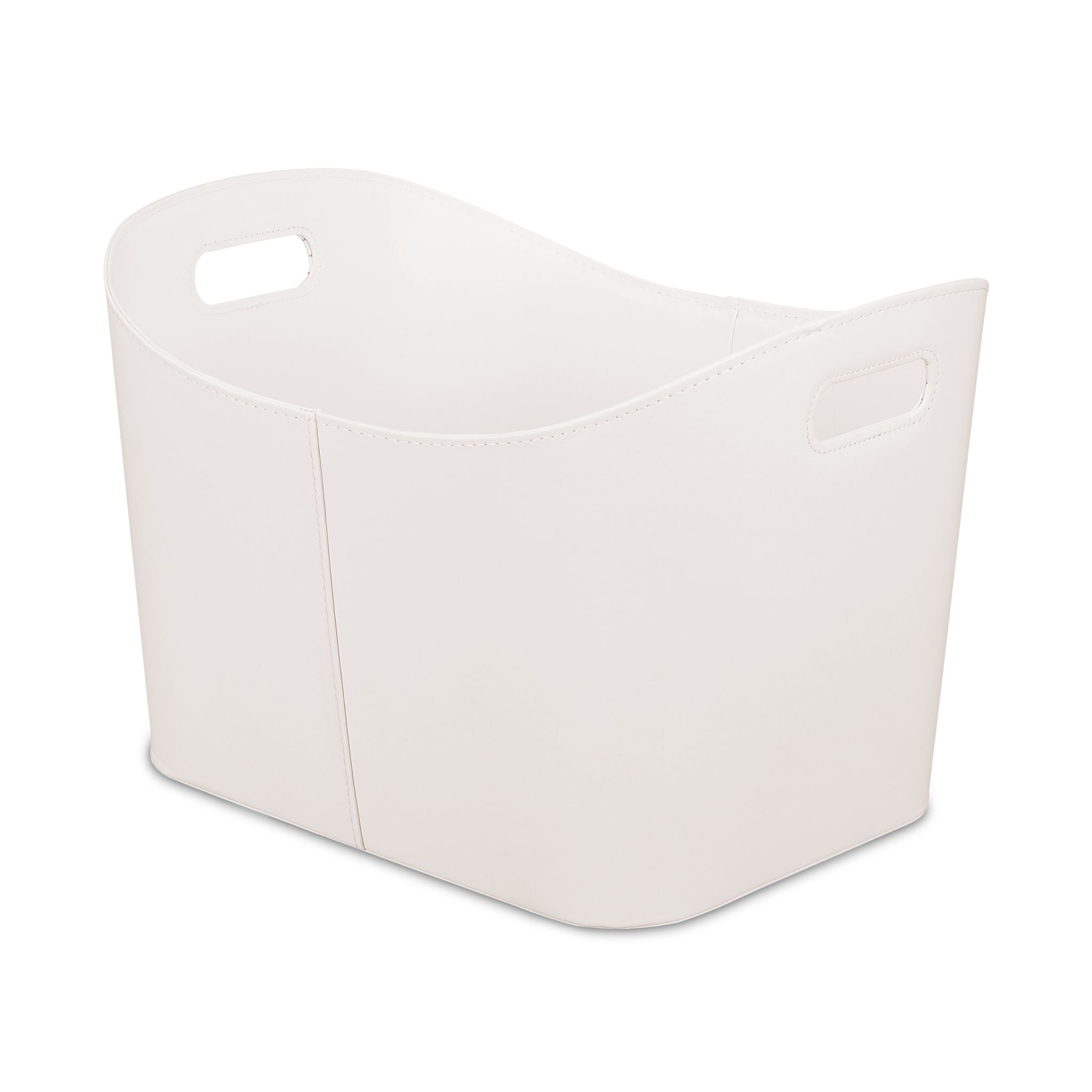 Holzkorb Kunstleder Creme von Relaxdays