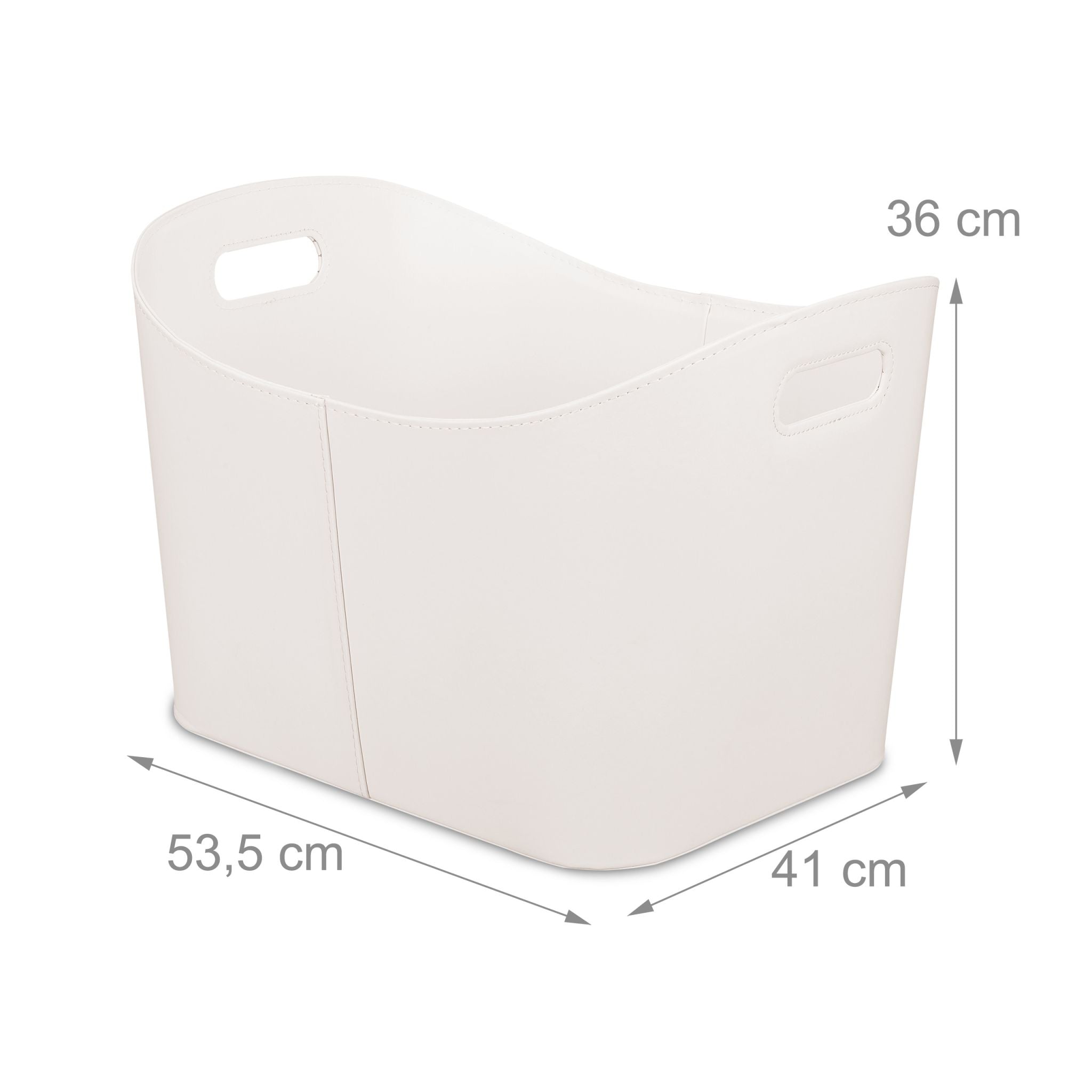 Holzkorb Kunstleder Creme von Relaxdays