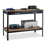 Werkbank mit Schublade Braun-Schwarz von Relaxdays