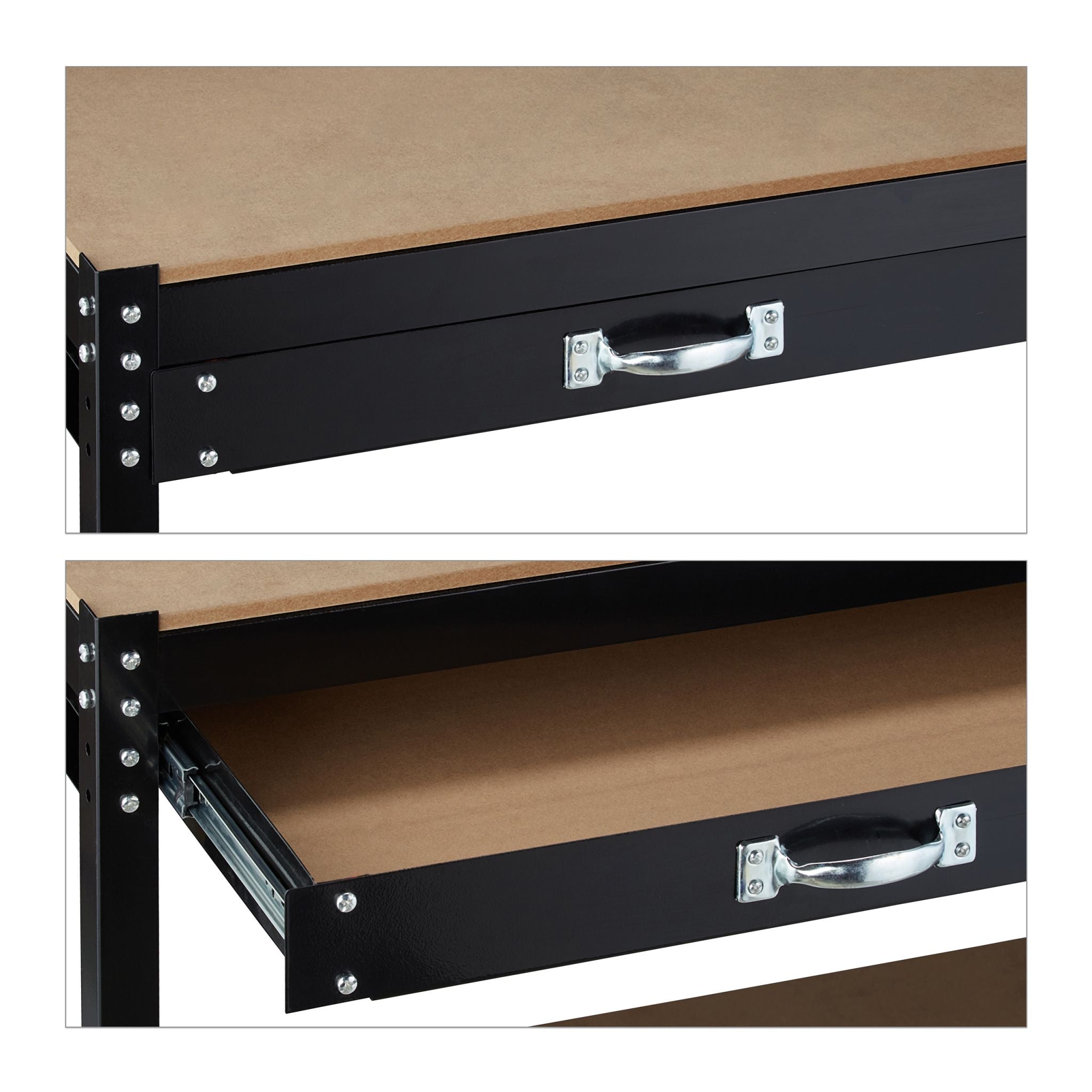 Werkbank mit Schublade Braun-Schwarz von Relaxdays