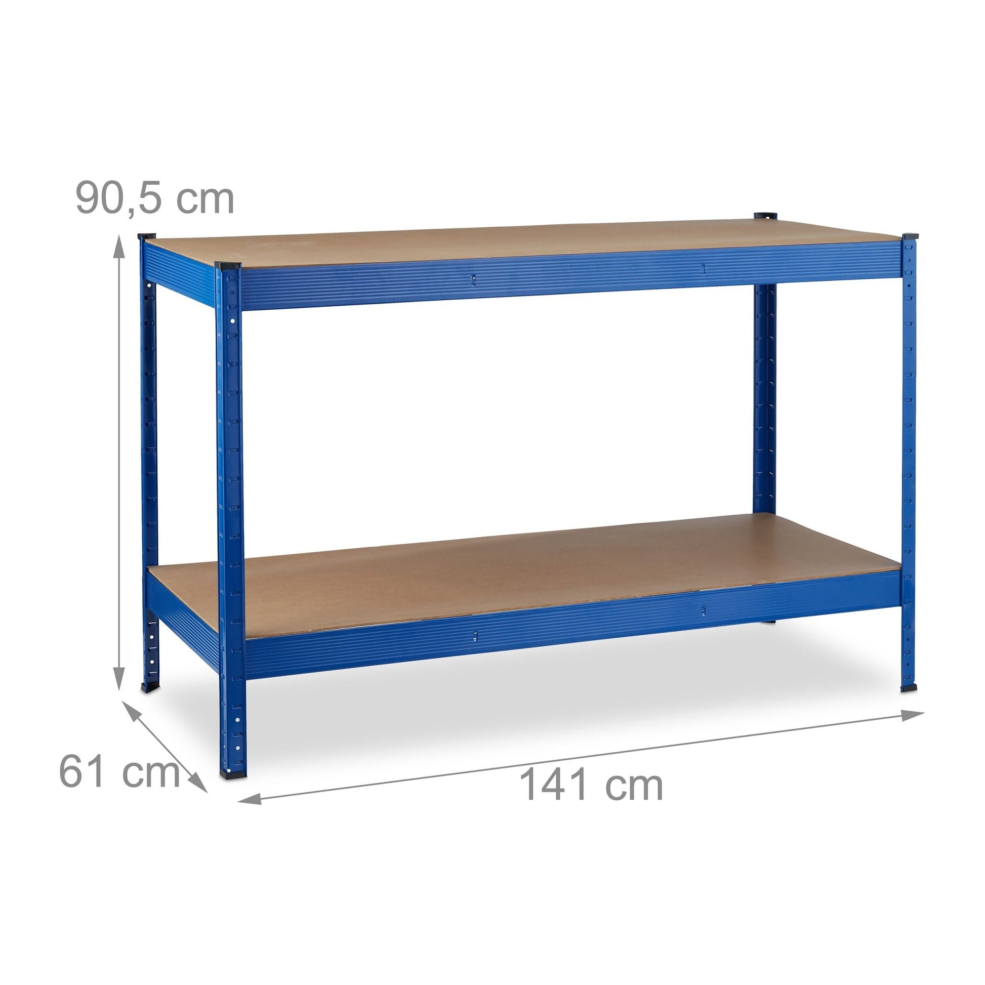 Werkbank mit 2 Ebenen Blau-Hellbraun von Relaxdays