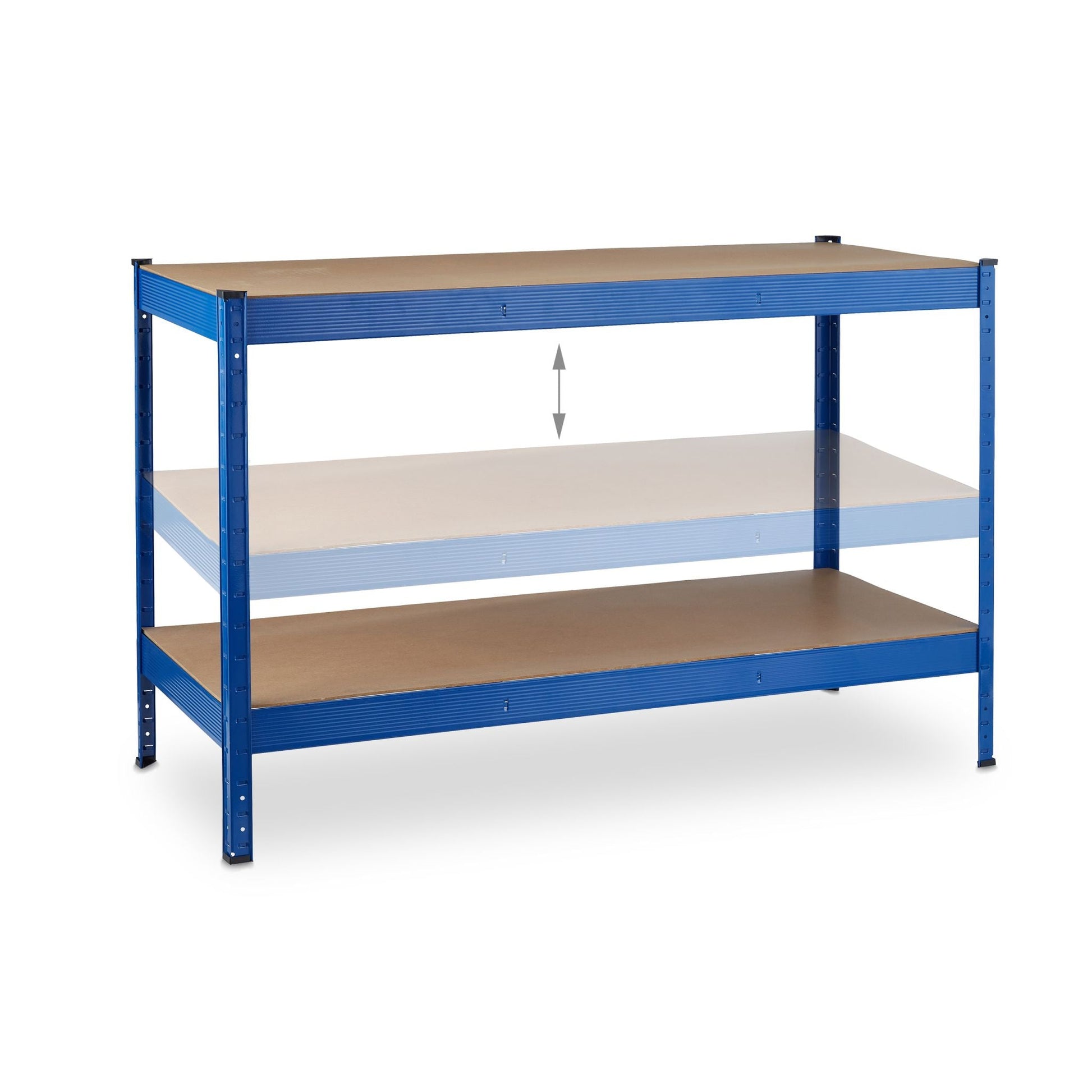 Werkbank mit 2 Ebenen Blau-Hellbraun von Relaxdays