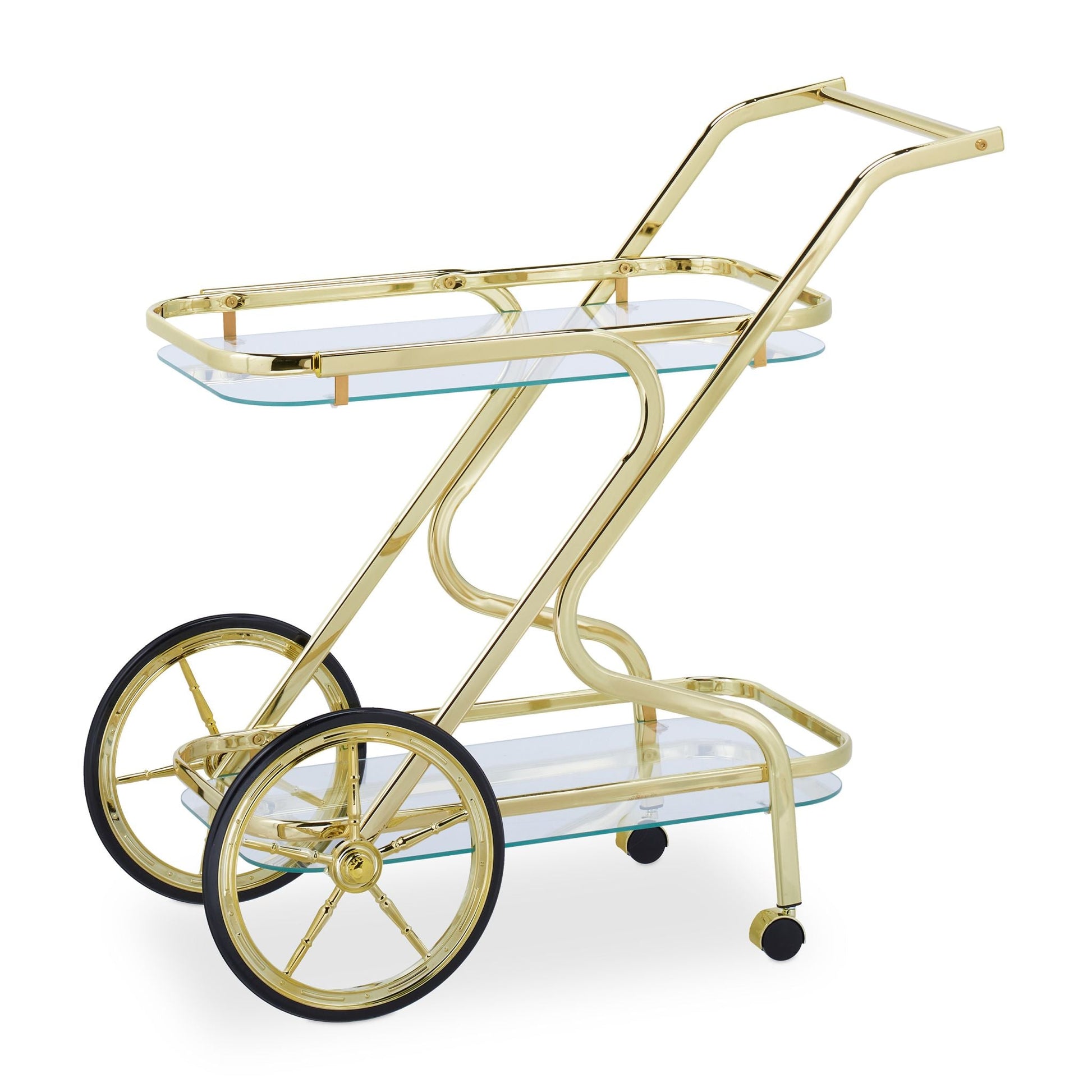 Servierwagen Messing & Glas Gold-Schwarz-Transparent von Relaxdays