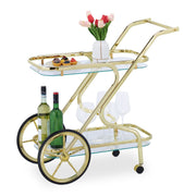 Servierwagen Messing & Glas Gold-Schwarz-Transparent von Relaxdays