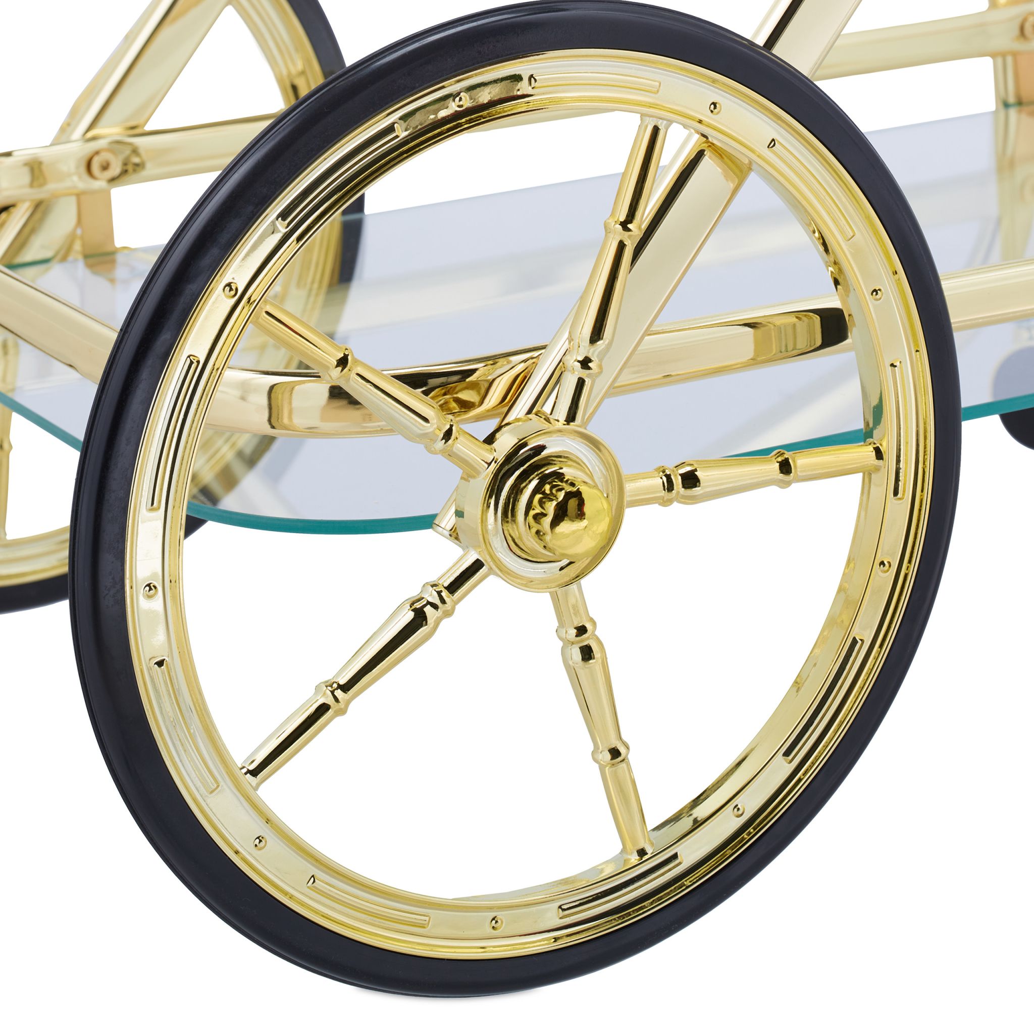 Servierwagen Messing & Glas Gold-Schwarz-Transparent von Relaxdays