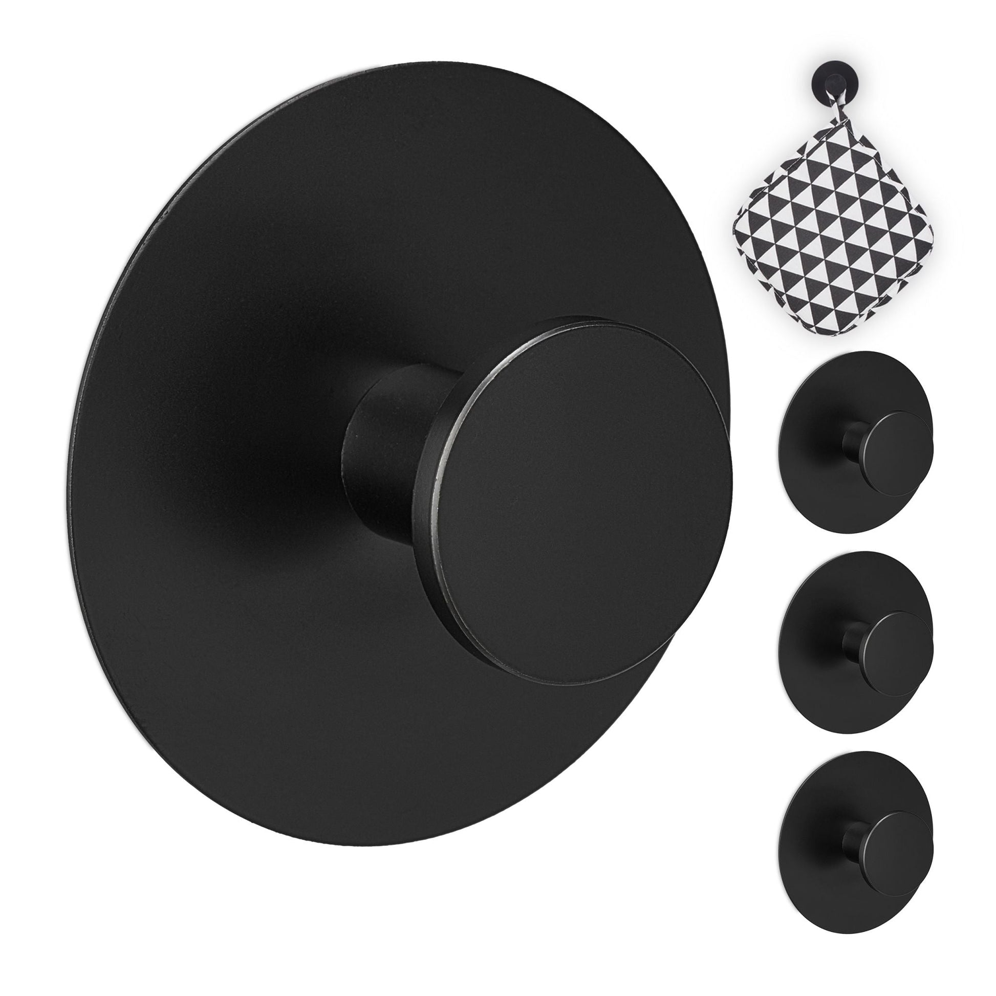 Selbstklebende Haken 4er-Set Schwarz von Relaxdays