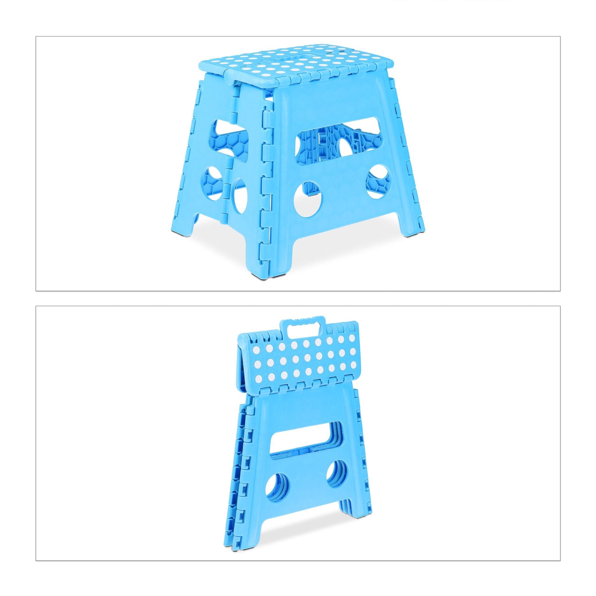 Klapphocker faltbar L Blau Weiss-Hellblau von Relaxdays