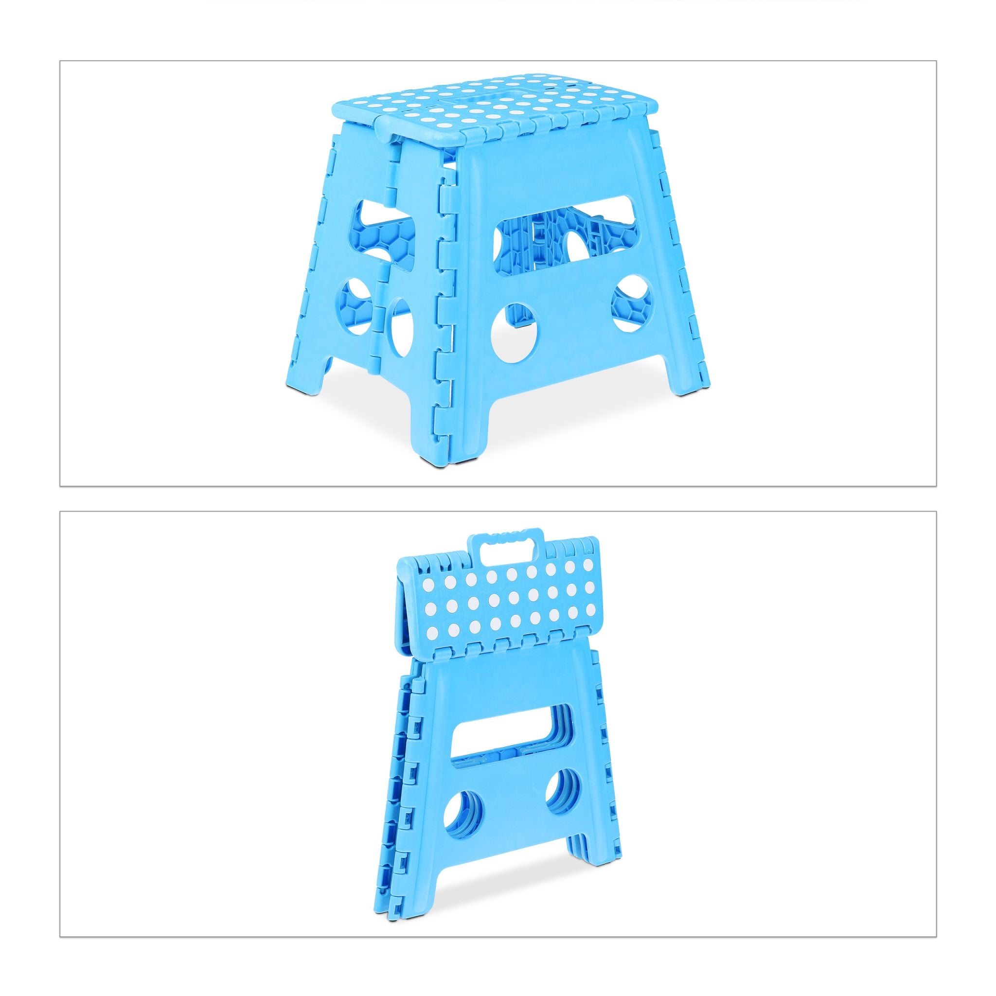 Klapphocker faltbar L Blau Weiss-Hellblau von Relaxdays