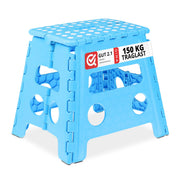 Klapphocker faltbar L Blau Weiss-Hellblau von Relaxdays