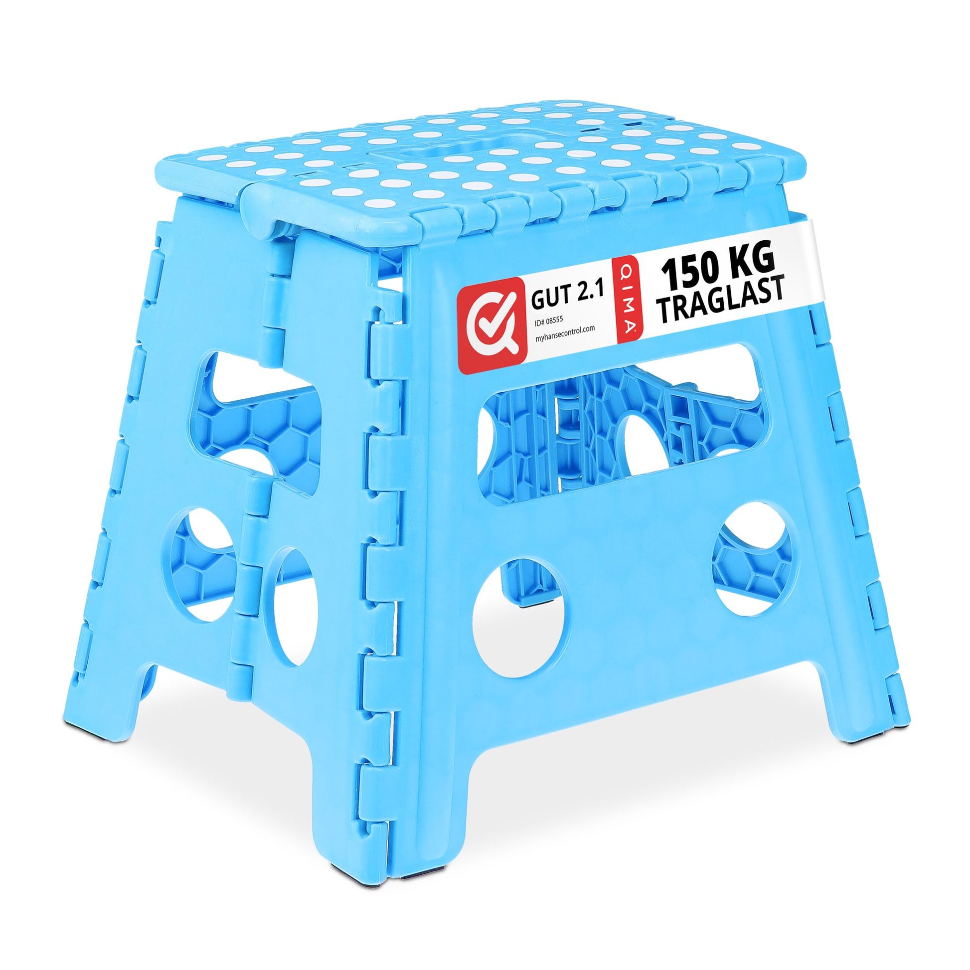 Klapphocker faltbar L Blau Weiss-Hellblau von Relaxdays