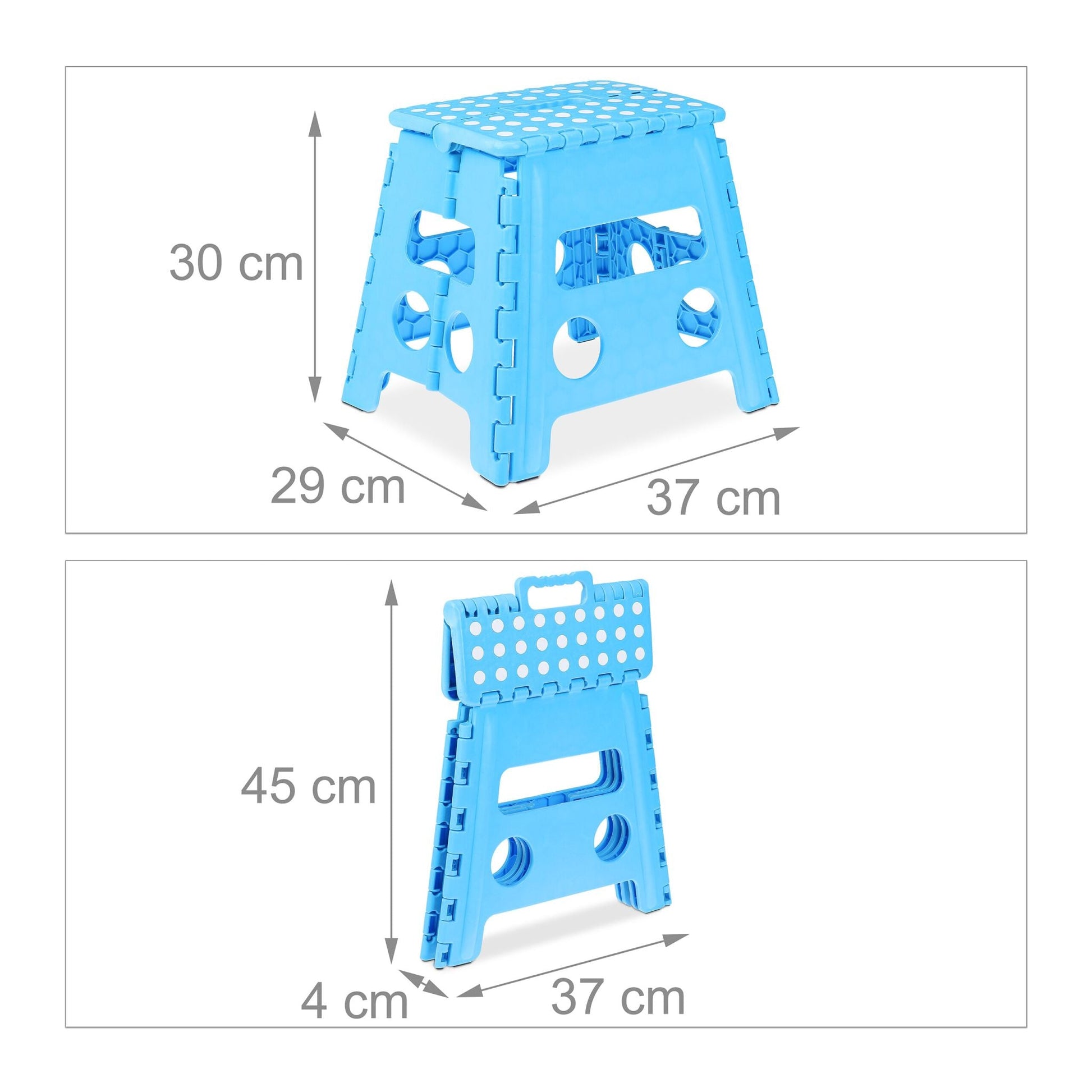 Klapphocker faltbar L Blau Weiss-Hellblau von Relaxdays