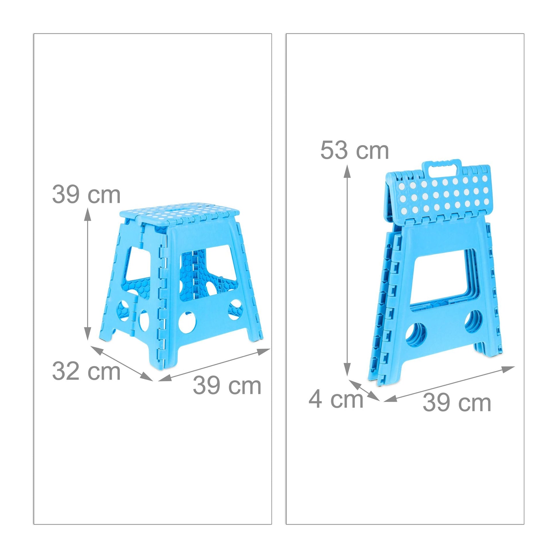 Klapphocker faltbar XL Blau Weiss-Hellblau von Relaxdays