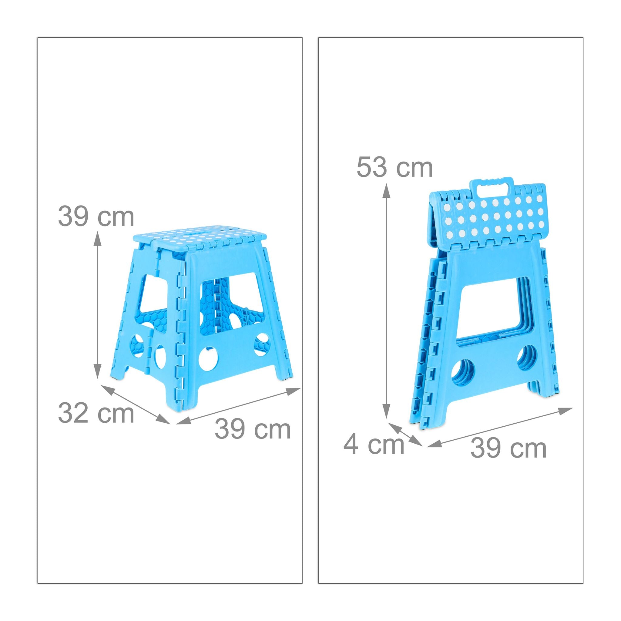 Klapphocker faltbar XL Blau Weiss-Hellblau von Relaxdays