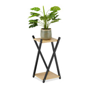 Blumenständer mit 2 Ebenen Hellbraun-Schwarz von Relaxdays