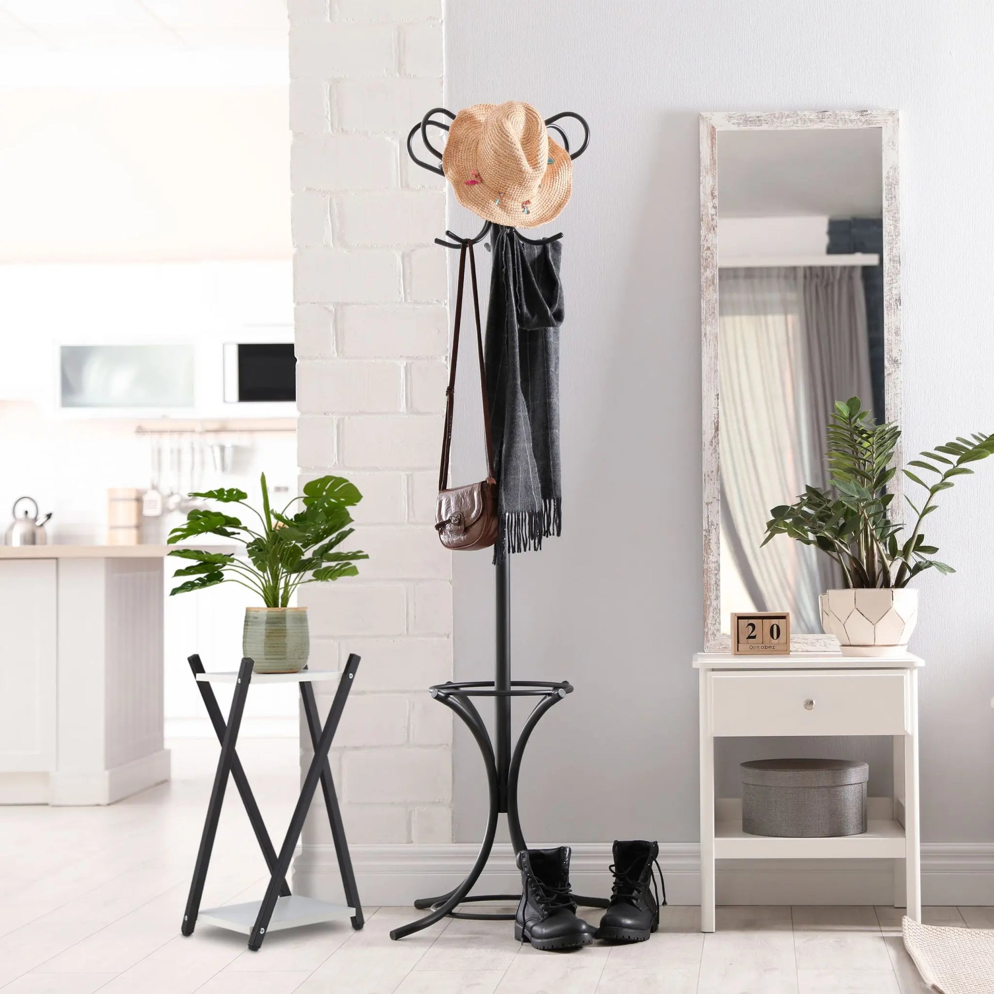 Blumenständer mit 2 Ebenen Hellbraun-Schwarz von Relaxdays