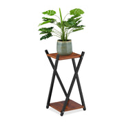 Blumenständer mit 2 Ebenen Braun-Schwarz von Relaxdays