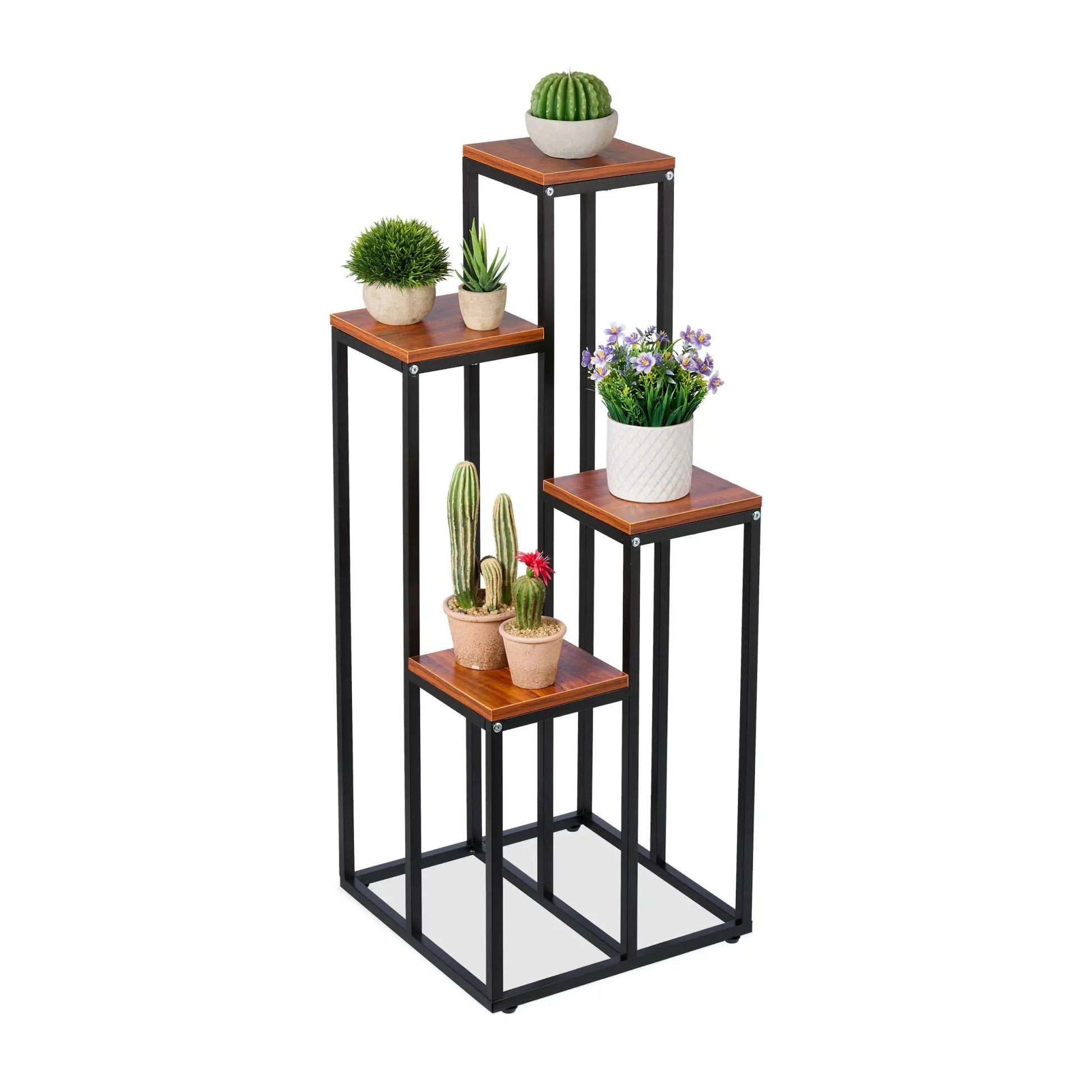 Blumentreppe mit 4 Ablagen Braun-Schwarz von Relaxdays