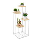 Blumentreppe mit 4 Ablagen Weiss-Hellbraun von Relaxdays