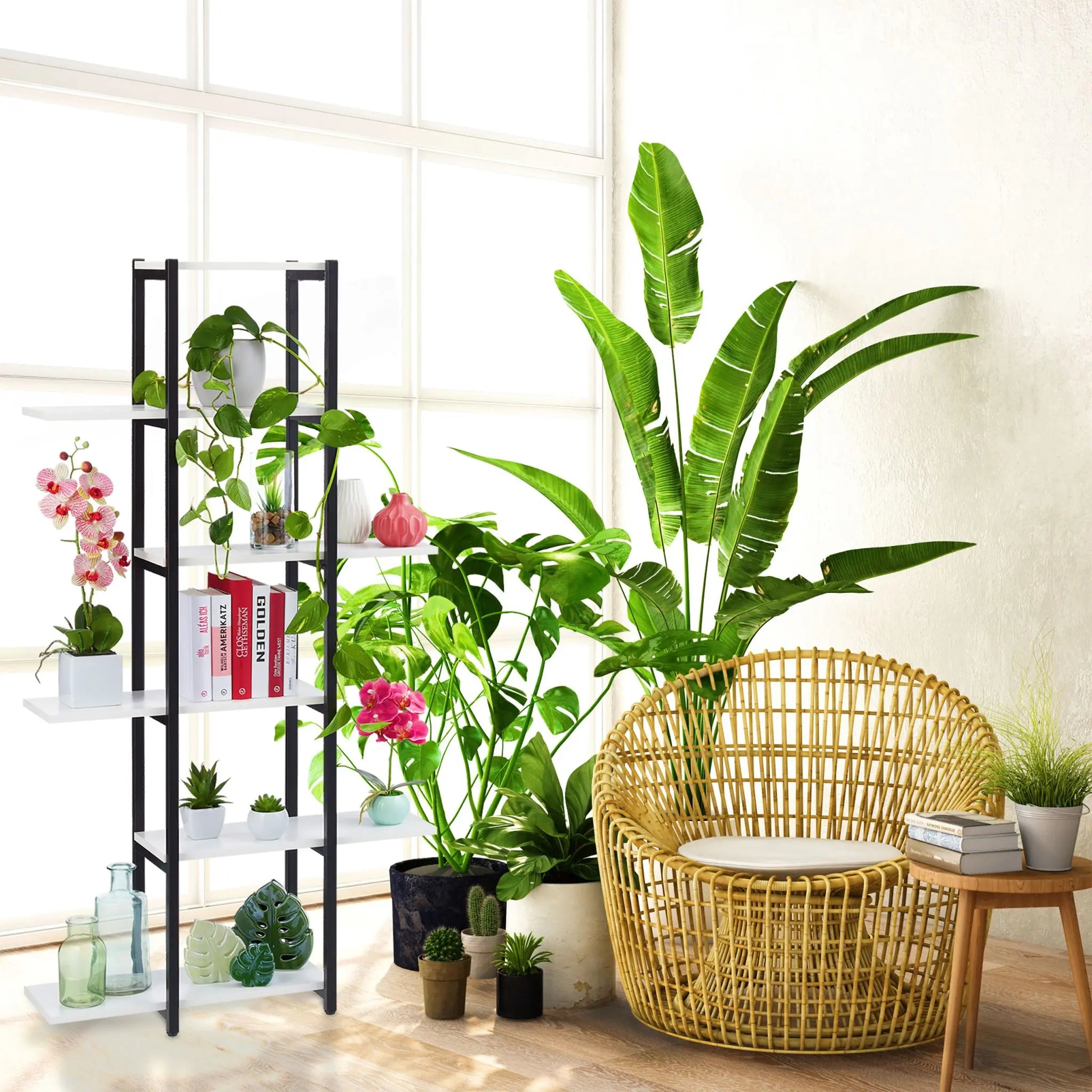 Pflanzenregal mit 6 Ablagen Braun-Schwarz von Relaxdays