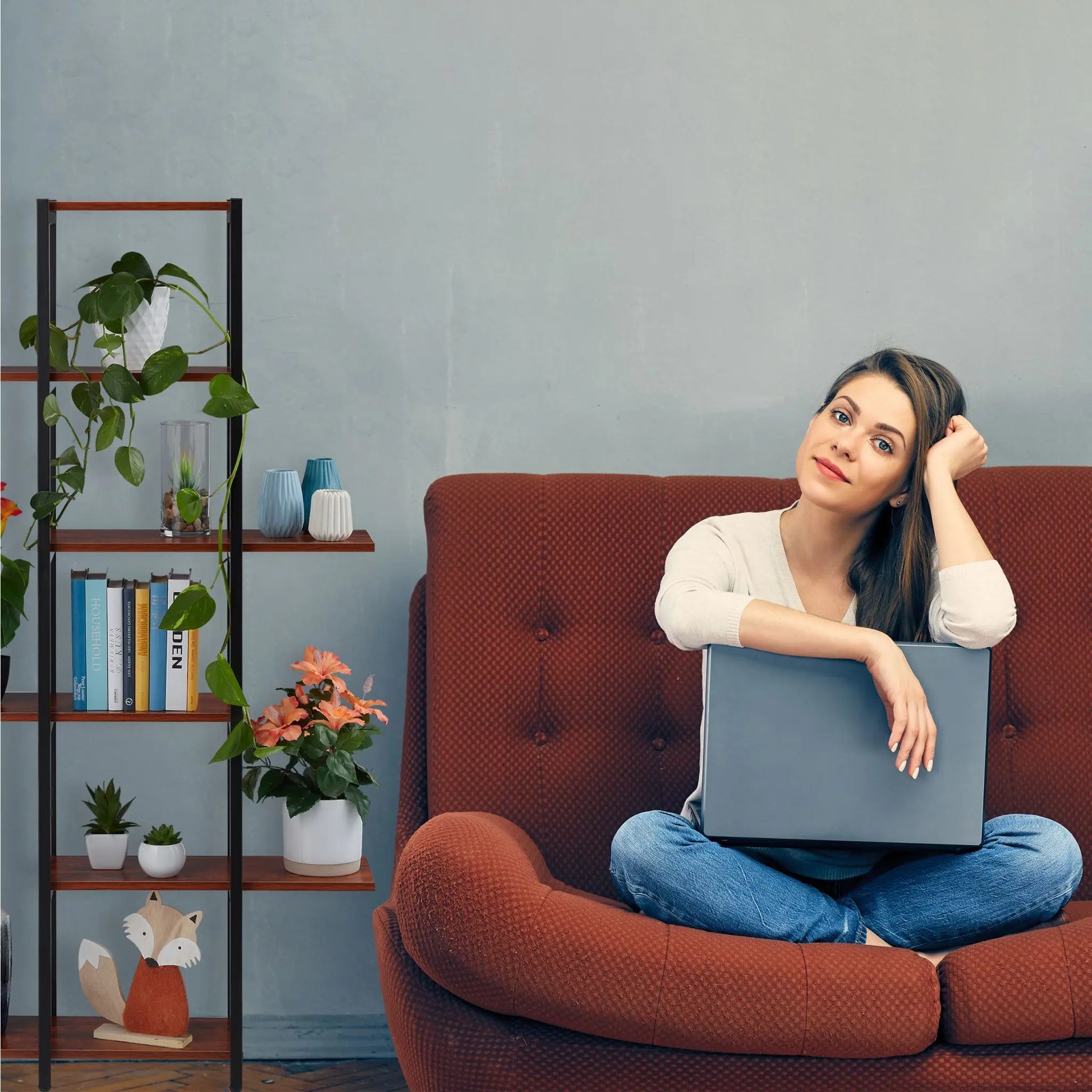 Pflanzenregal mit 6 Ablagen Braun-Schwarz von Relaxdays