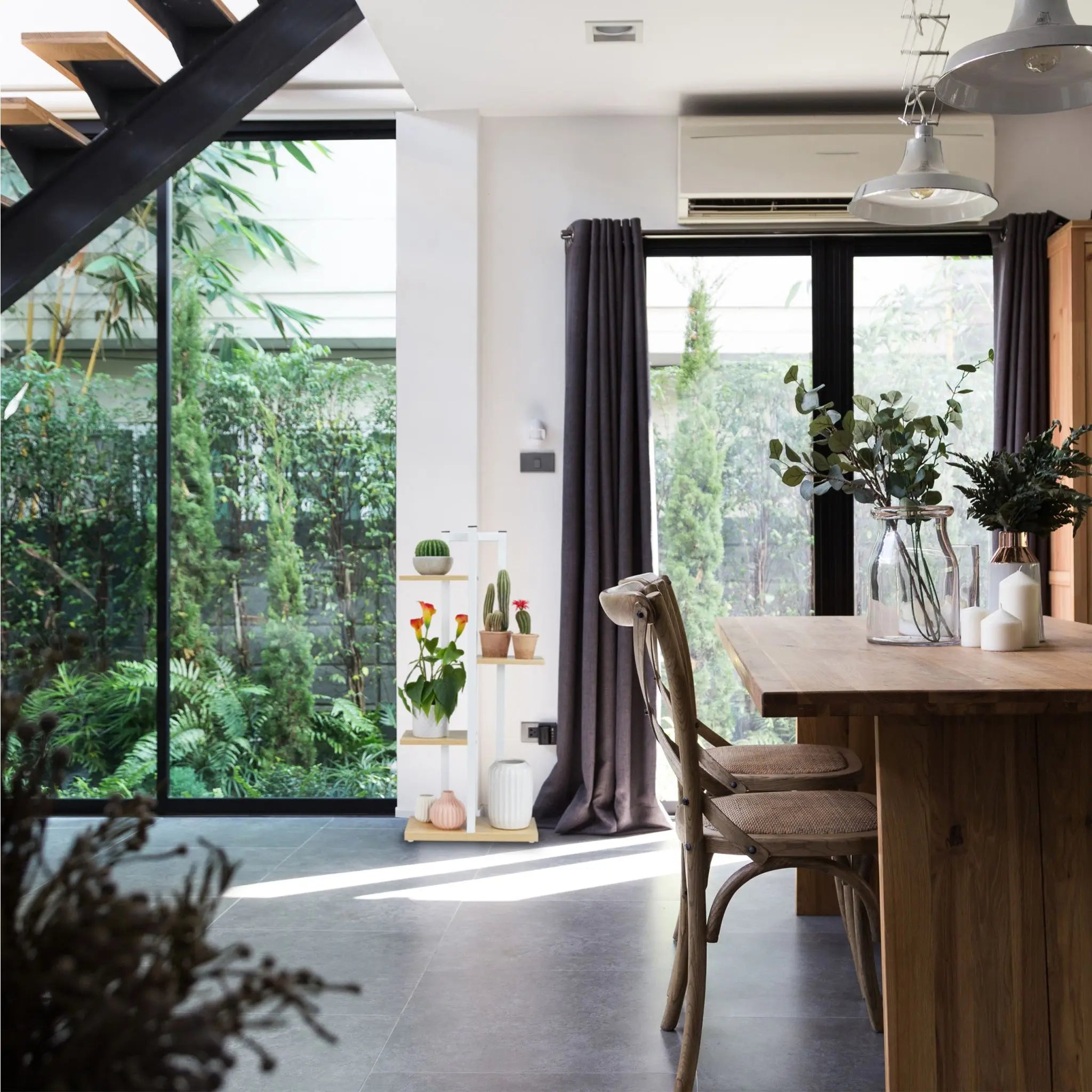 Blumenregal Metall Weiss-Hellbraun von Relaxdays