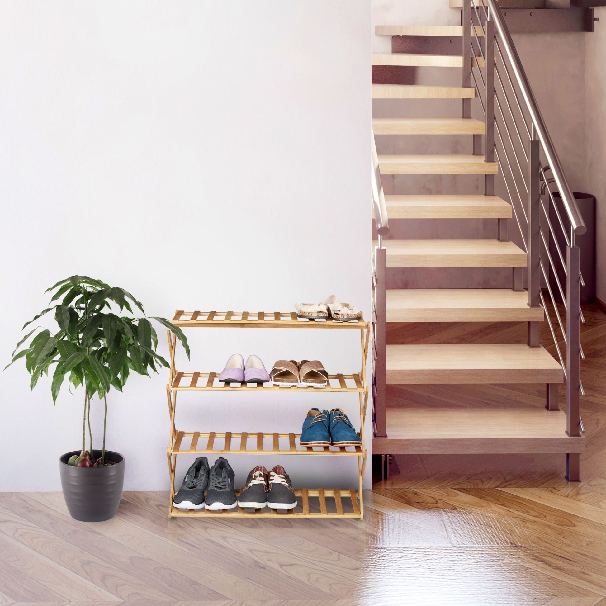 Faltbares Schuhregal Bambus Hellbraun von Relaxdays