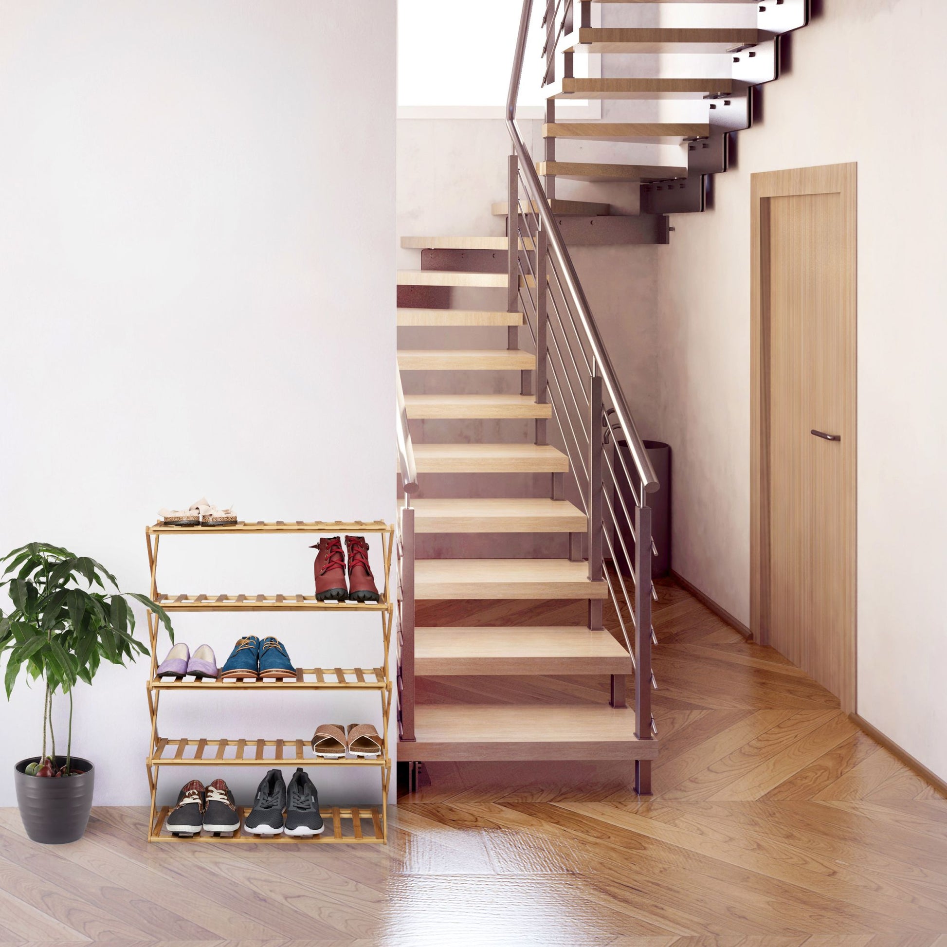 Faltbares Schuhregal Bambus Hellbraun von Relaxdays