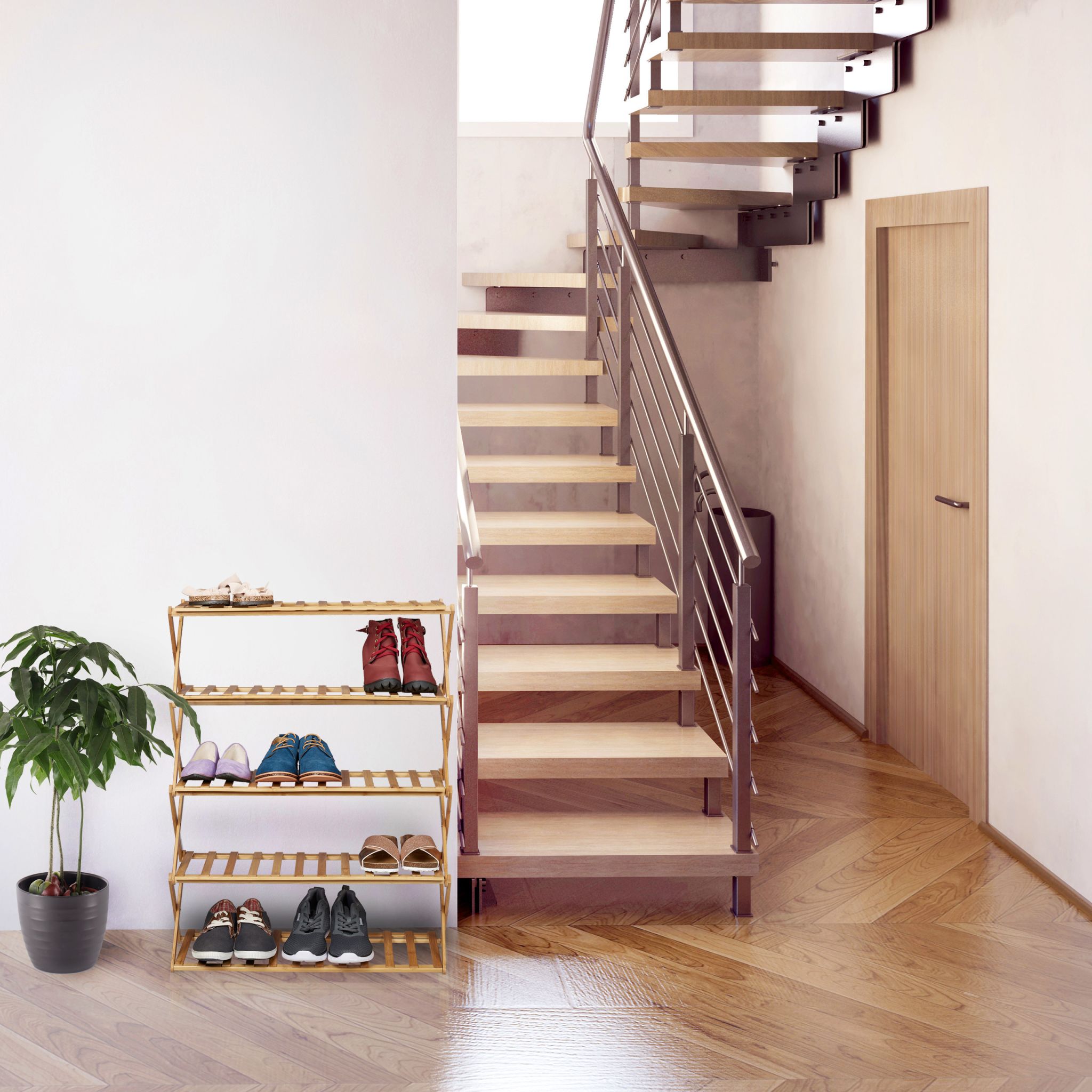 Faltbares Schuhregal Bambus Hellbraun von Relaxdays