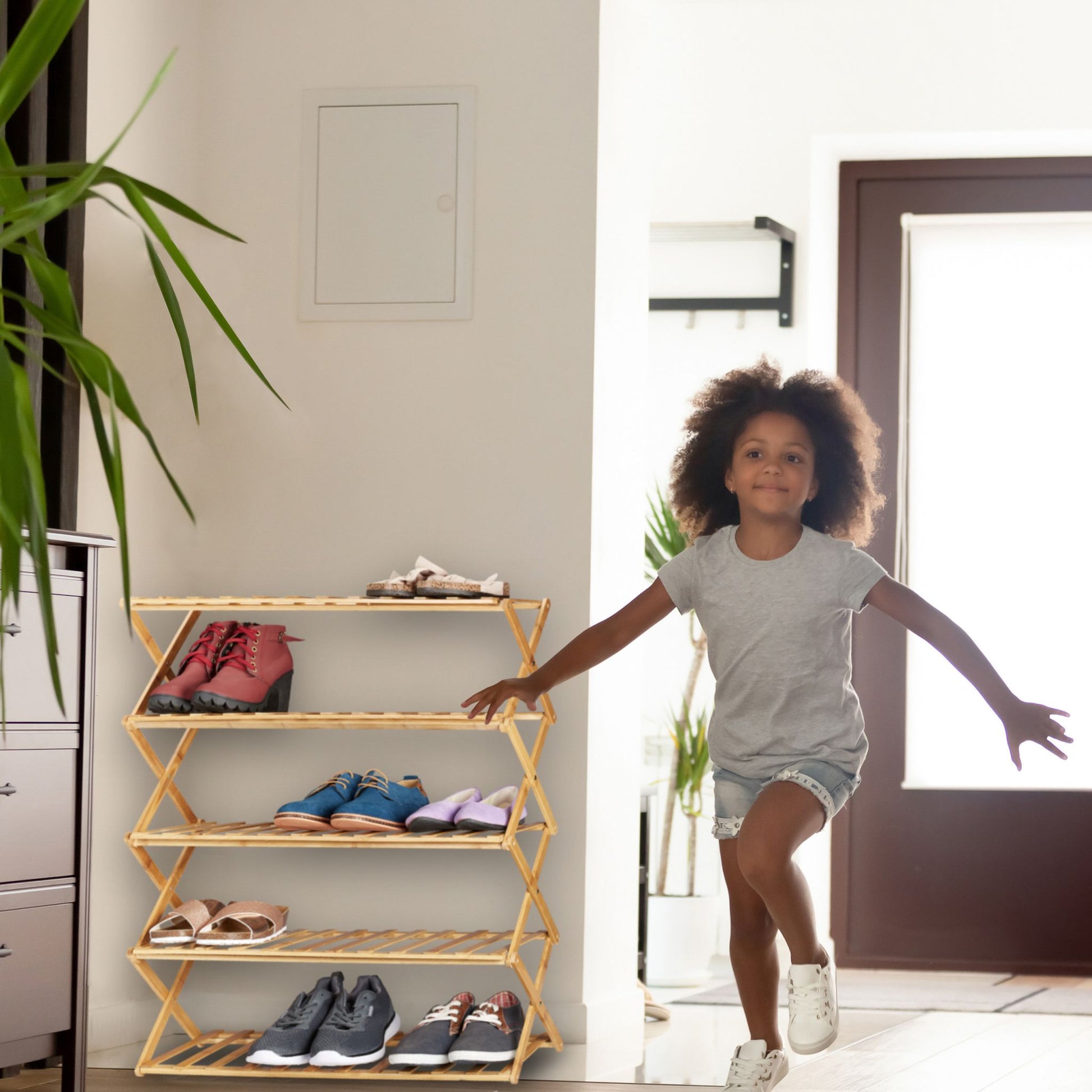 Faltbares Schuhregal Bambus Hellbraun von Relaxdays