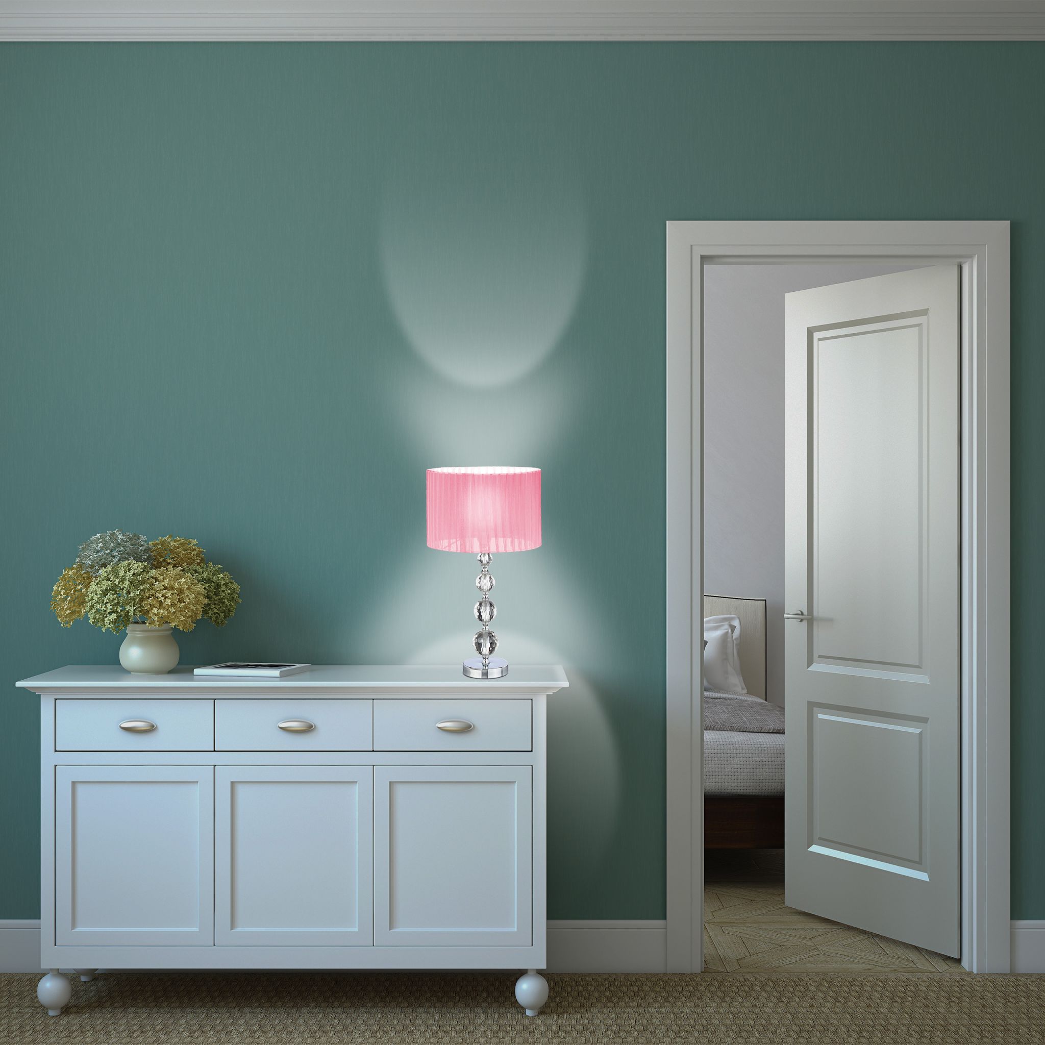 Tischlampe Kristall in Rosa Rosa-Silber von Relaxdays